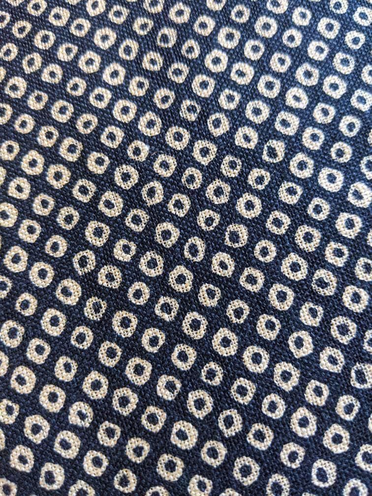 Sevenberry - Shibori Dot Cotton Fabric - Navy Blue Beige
