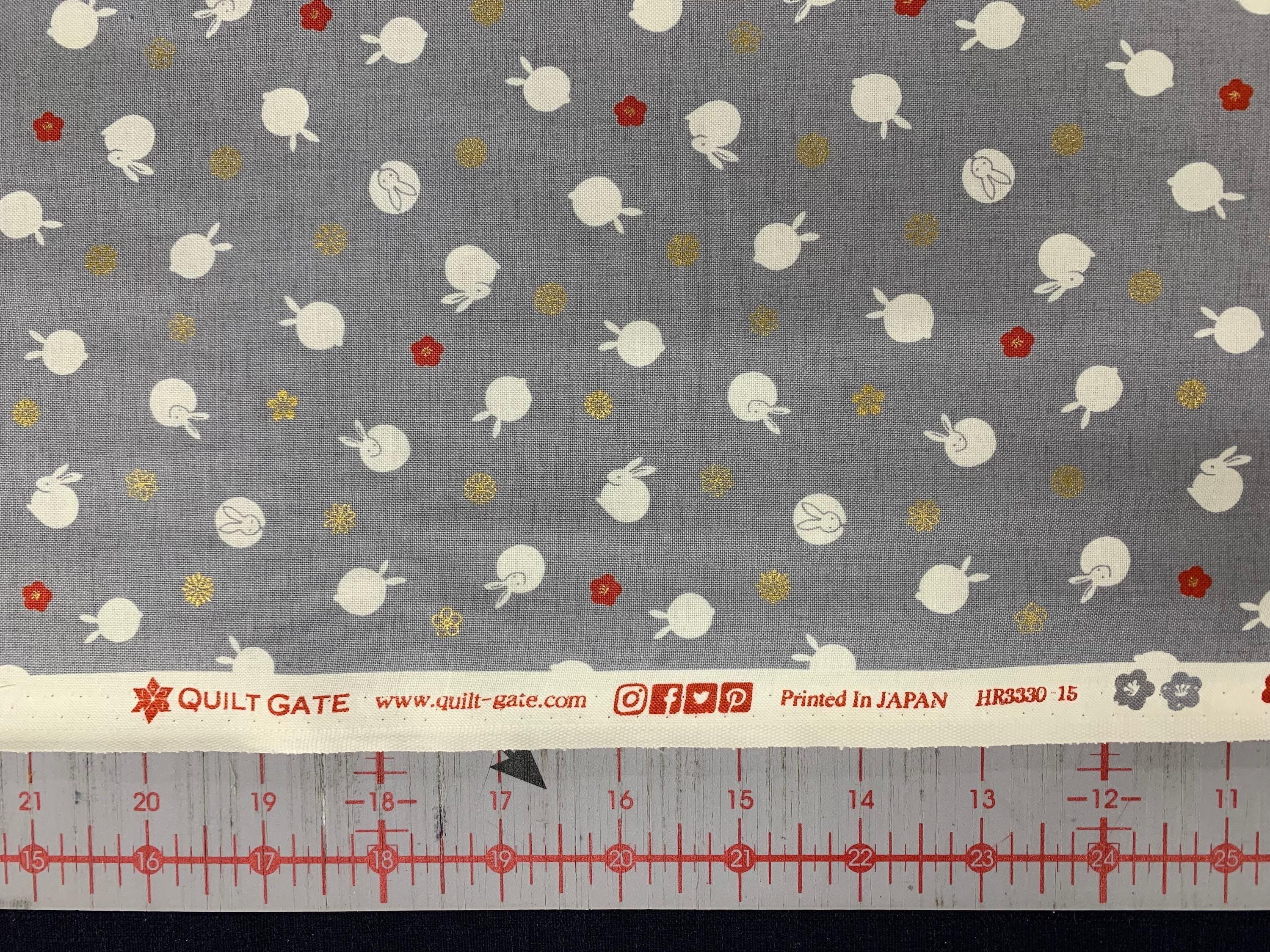 QuiltGate - Hyakka Ryoran Tiny Rabbits Cotton Fabric - Gray