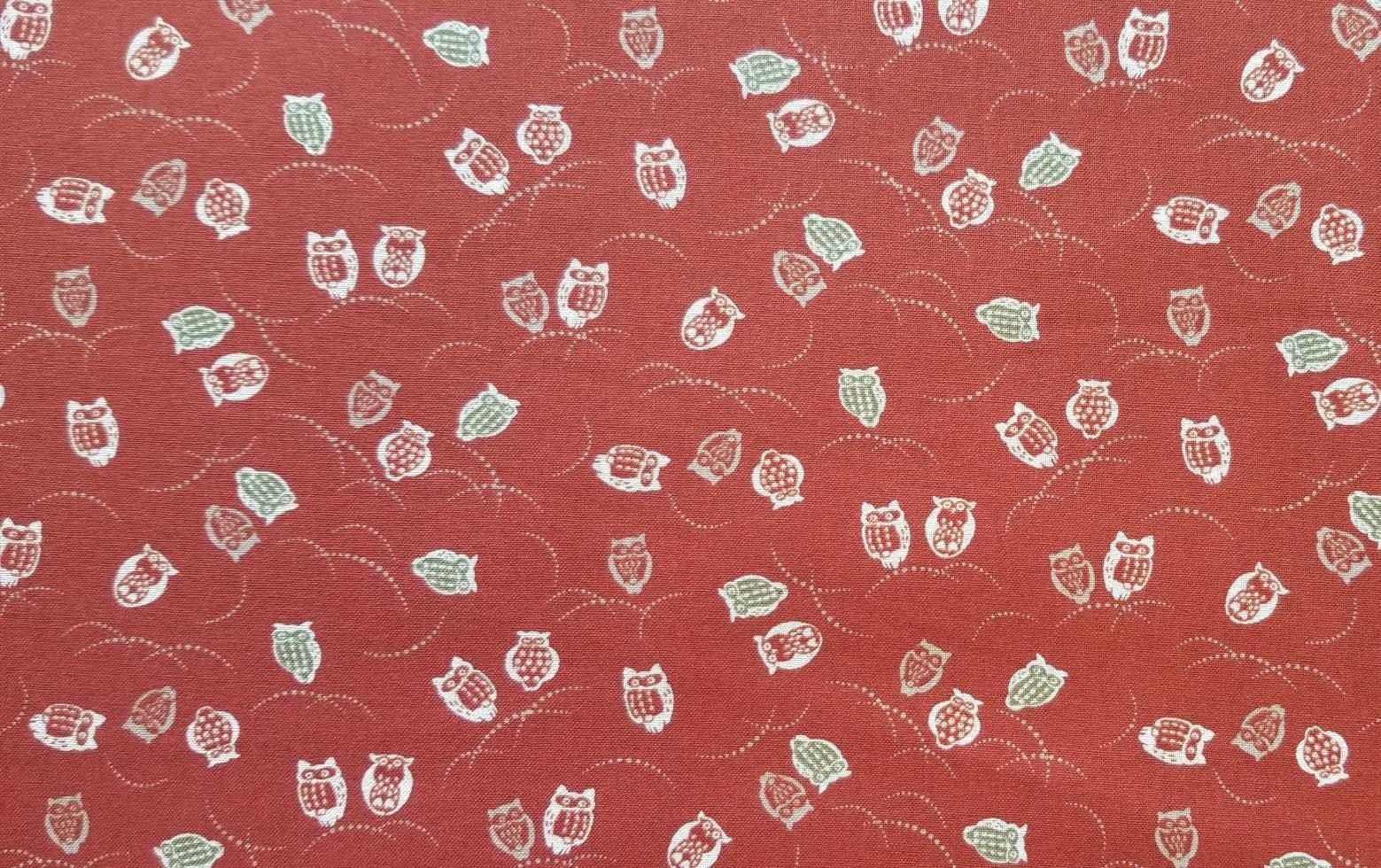 Sevenberry - Owls Cotton Fabric - Red