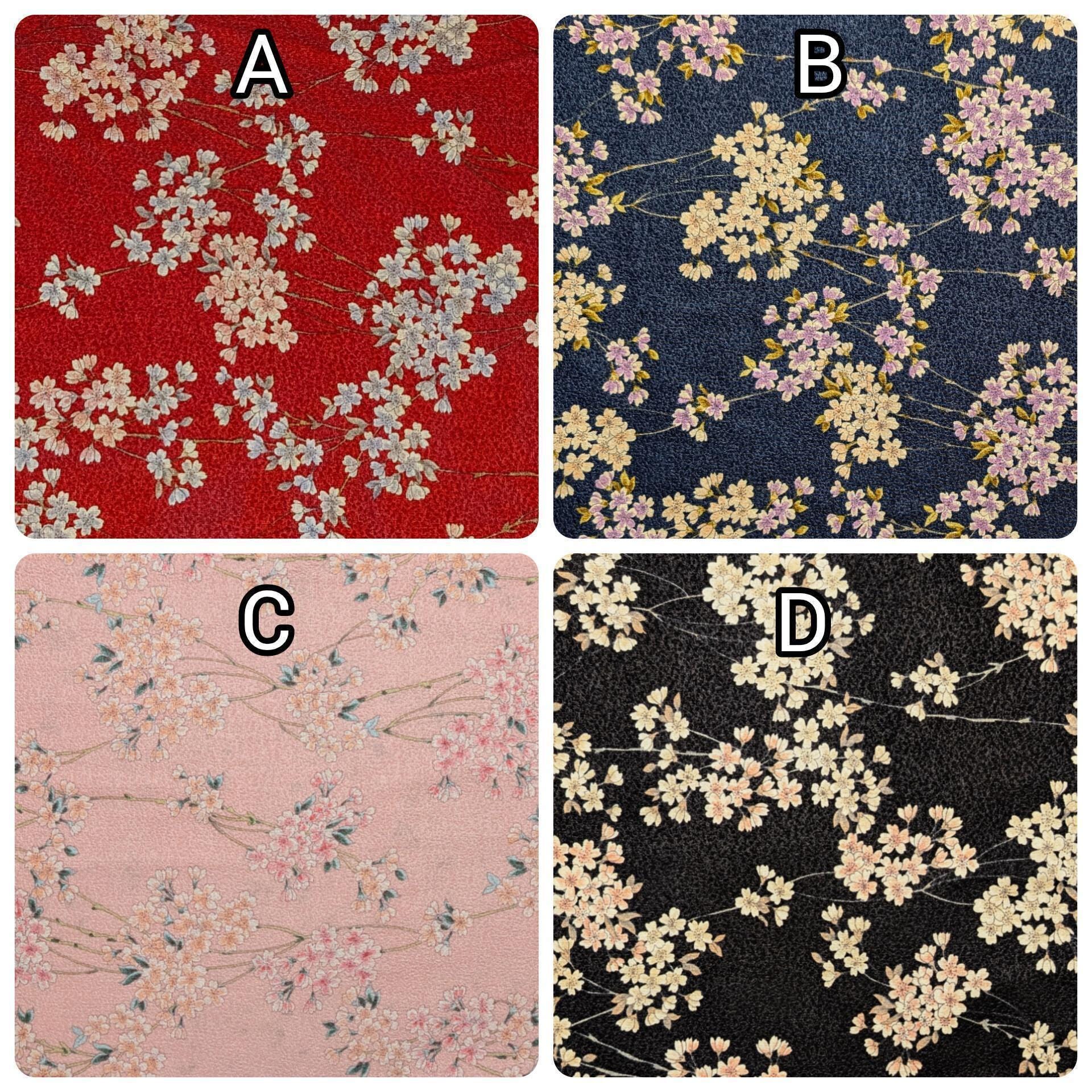 Sakura Flowers & Branches Asano Japanese crepe cotton fabric 0606-66 A red