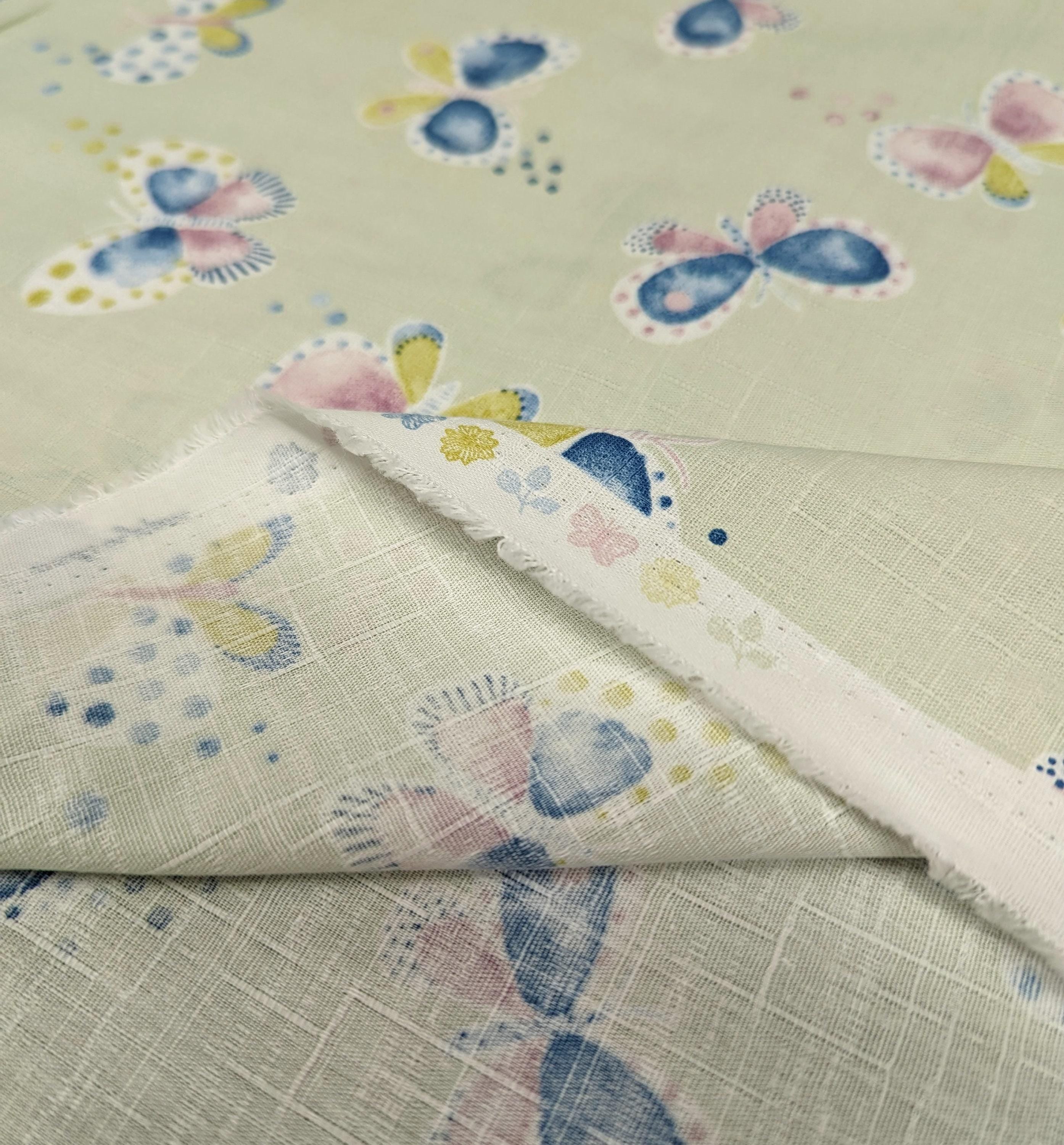 Koizumi - Pastel Butterflies Cotton Dobby - Light Green