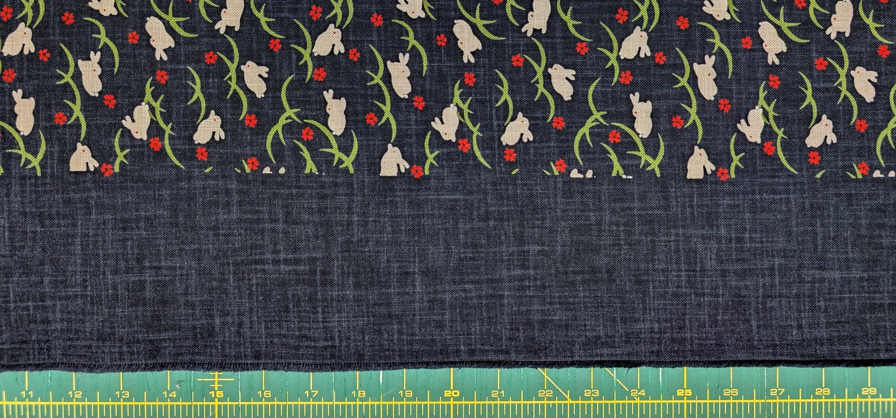 White Rabbits hand stenciled Japanese cotton fabric KP7090-109 A - half yard