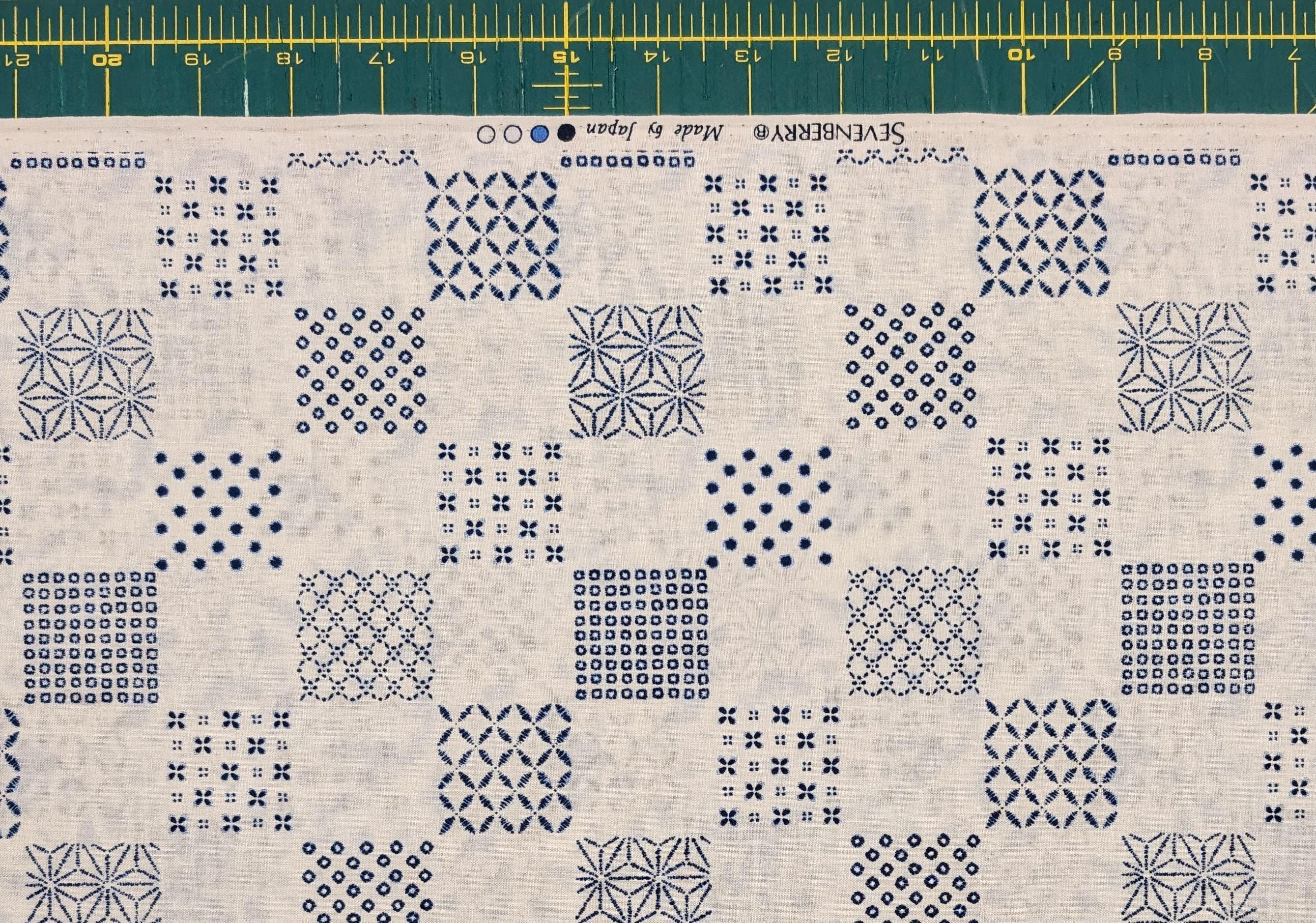 Sevenberry - Patterned Squares Shibori-Style Collection Cotton Fabric - White