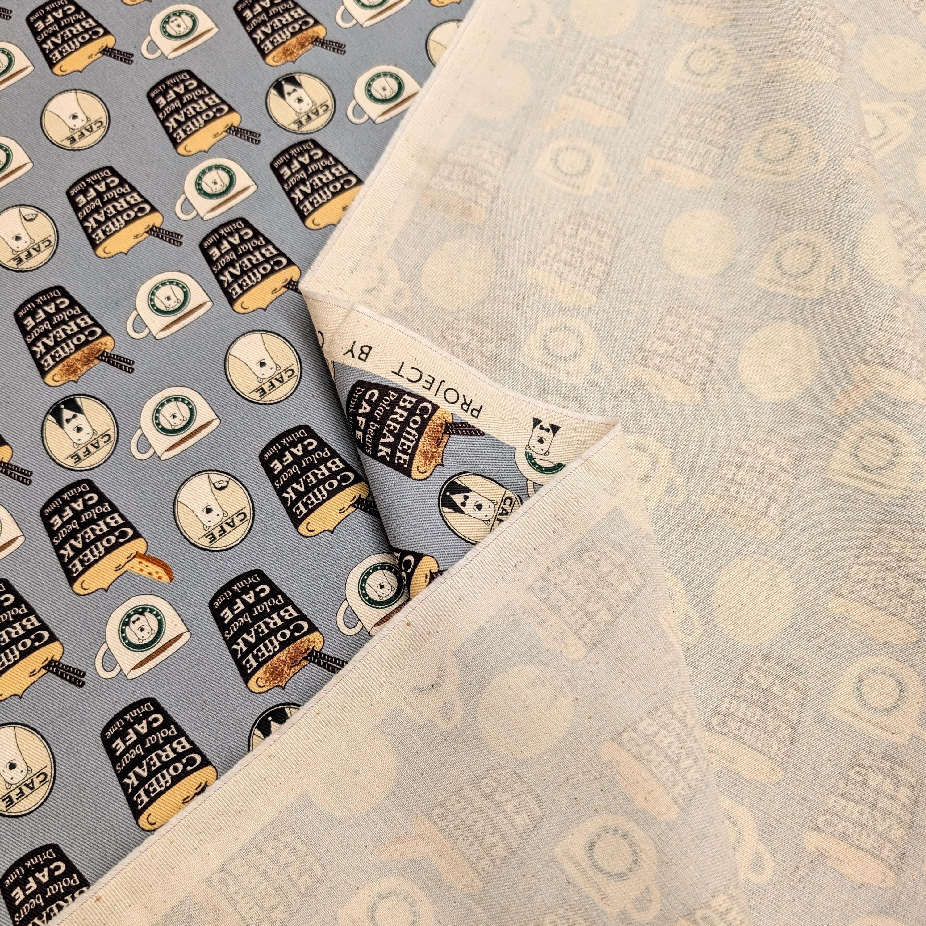 NEW Polar Bear Cafe Kobayashi Japanese cotton oxford twill fabric KTS-7066 C blue