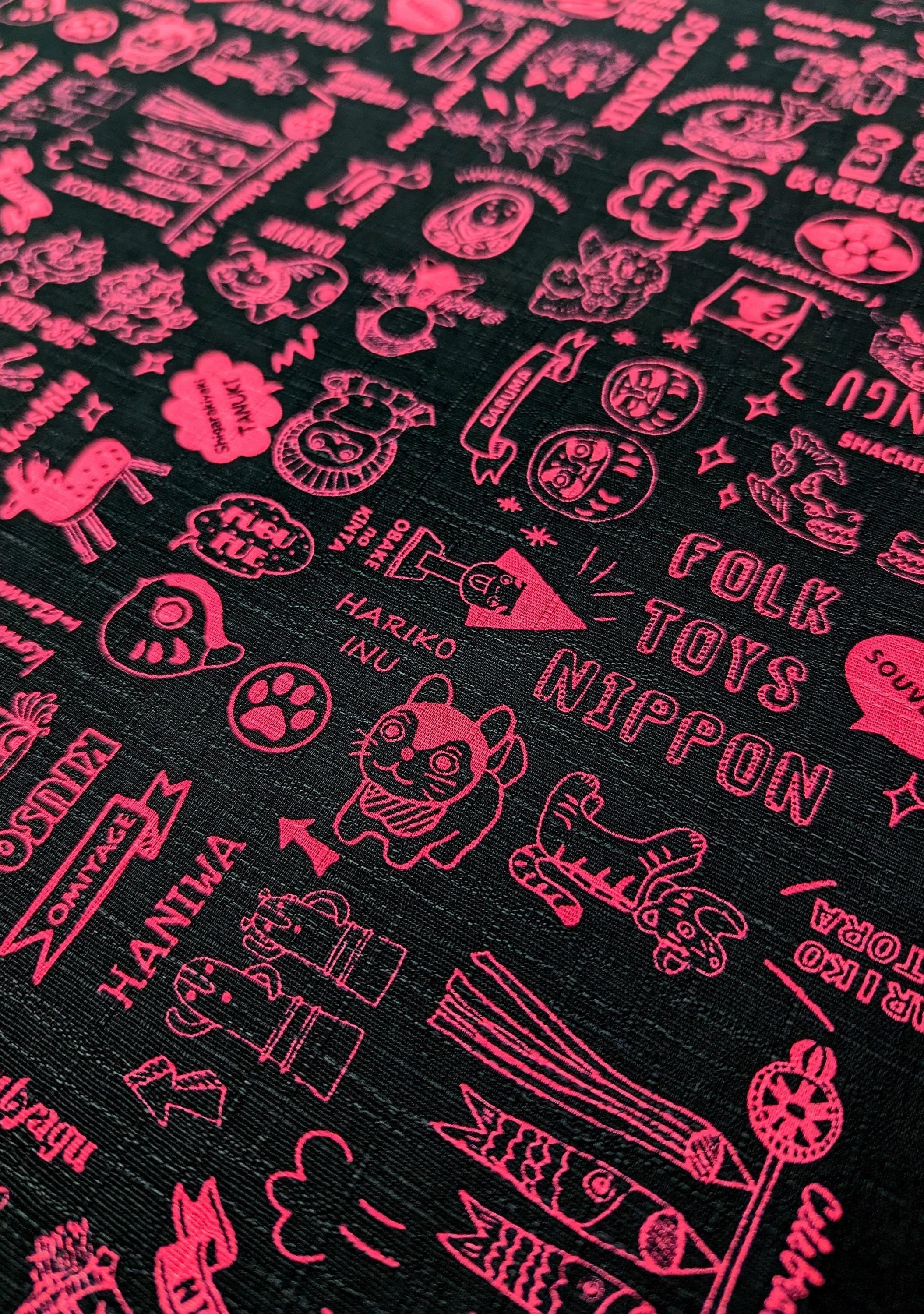 Orimono Imports - Shi-Ru-Shi Folk Toys Cotton Dobby - Pink and Black