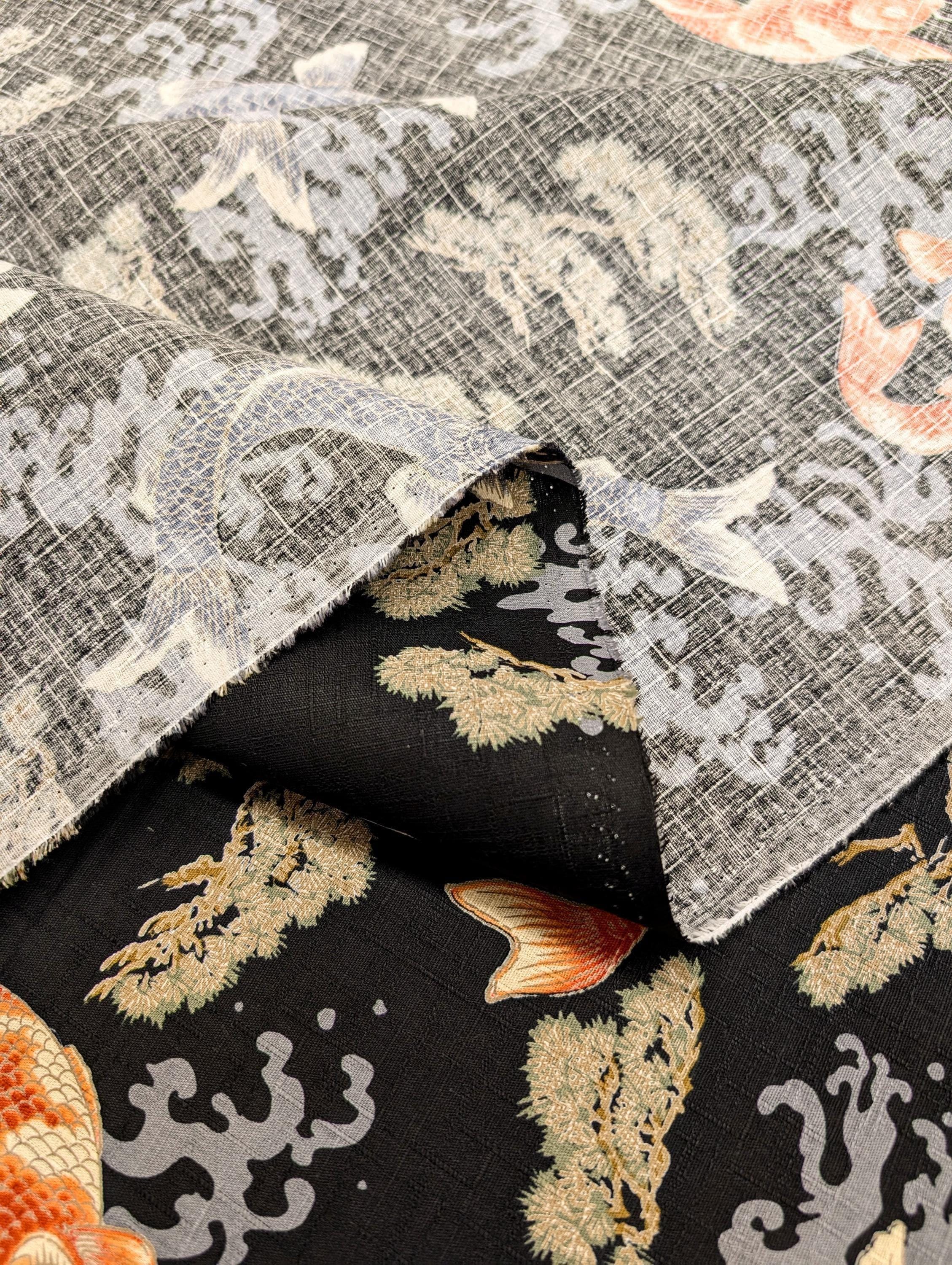 Hokkoh - Hopping Koi Cotton Dobby - Black