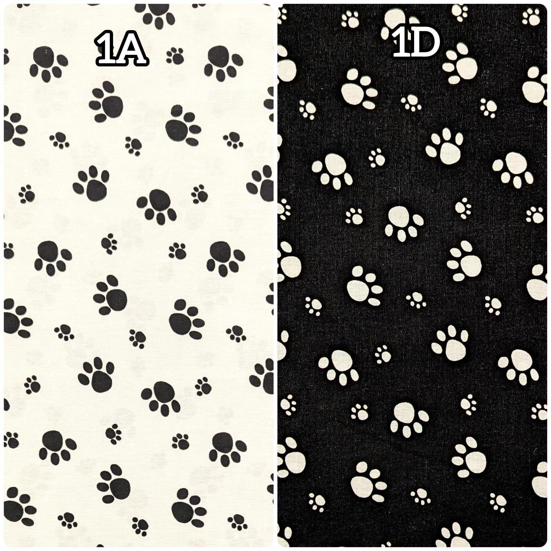 Koyama - Paw Prints Cotton Fabric - Black