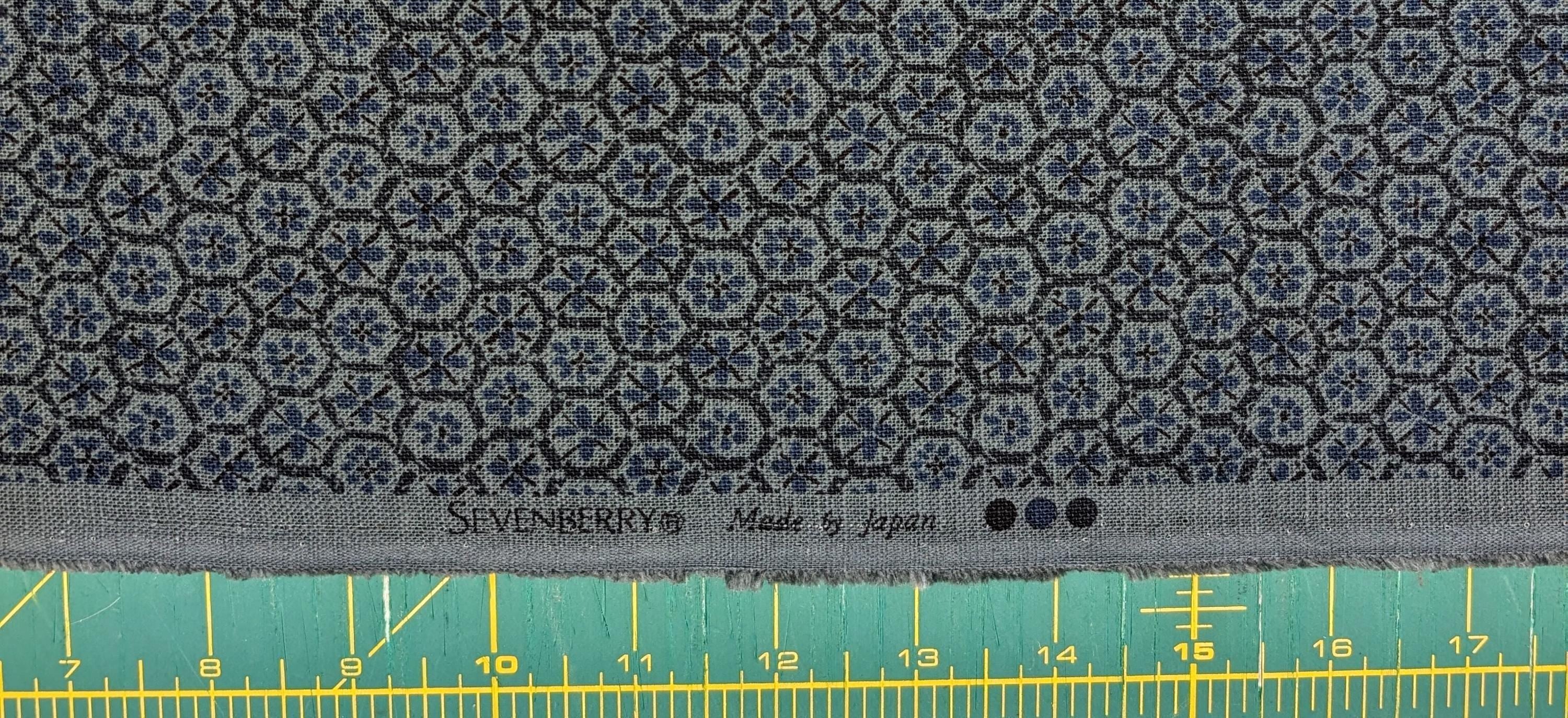 Sevenberry Rustic Geometry Japanese cotton fabric S-4222-1-2 blue gray