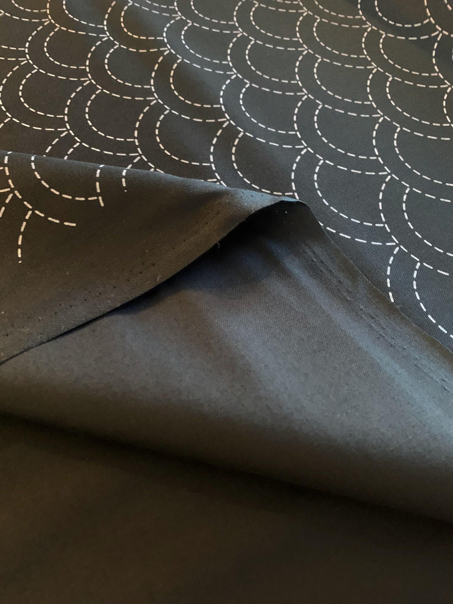 Olympus - Waves Pre-Printed Sashiko Cotton Fabric - Black