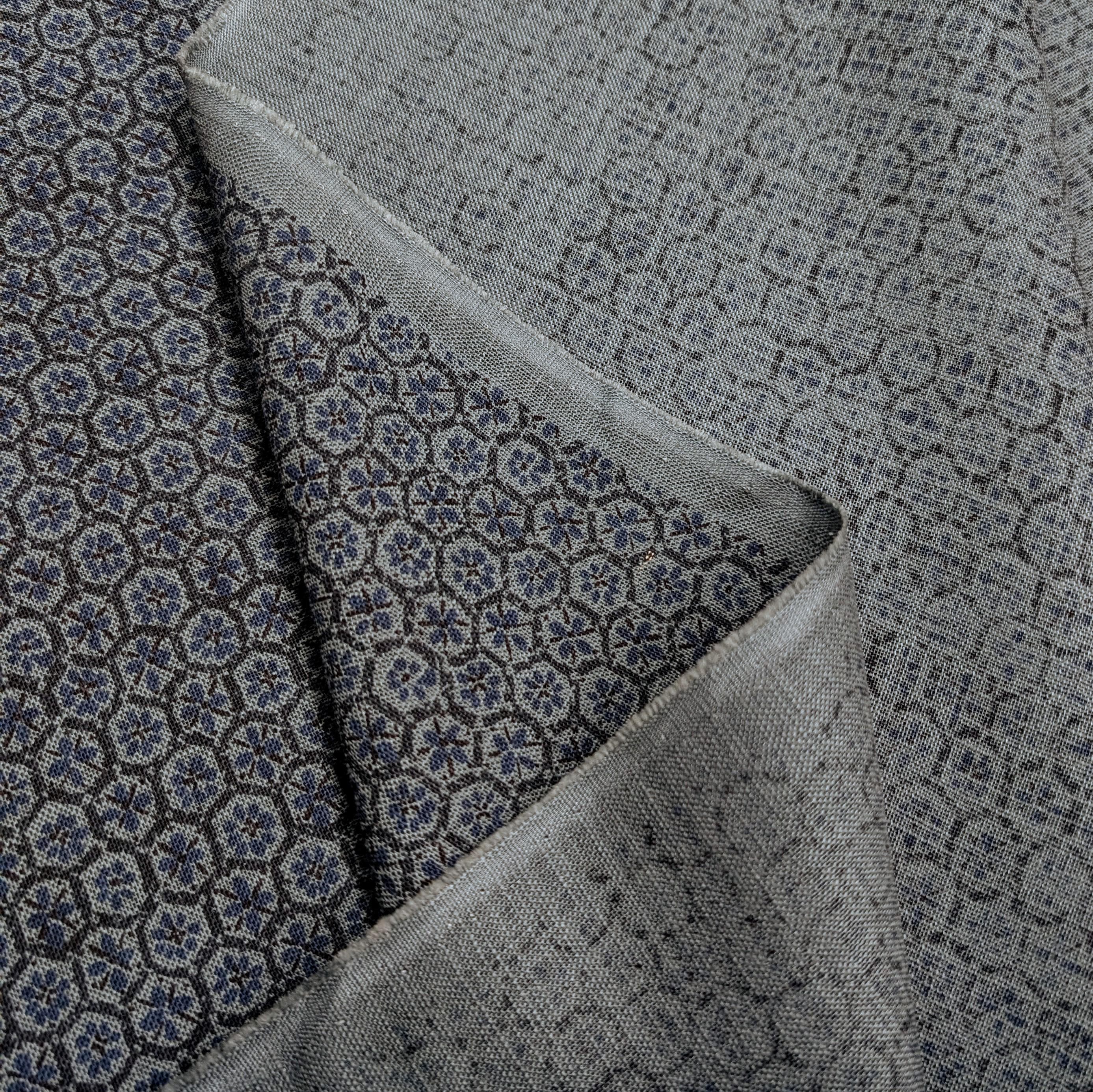 Sevenberry Rustic Geometry Japanese cotton fabric S-4222-1-2 blue gray