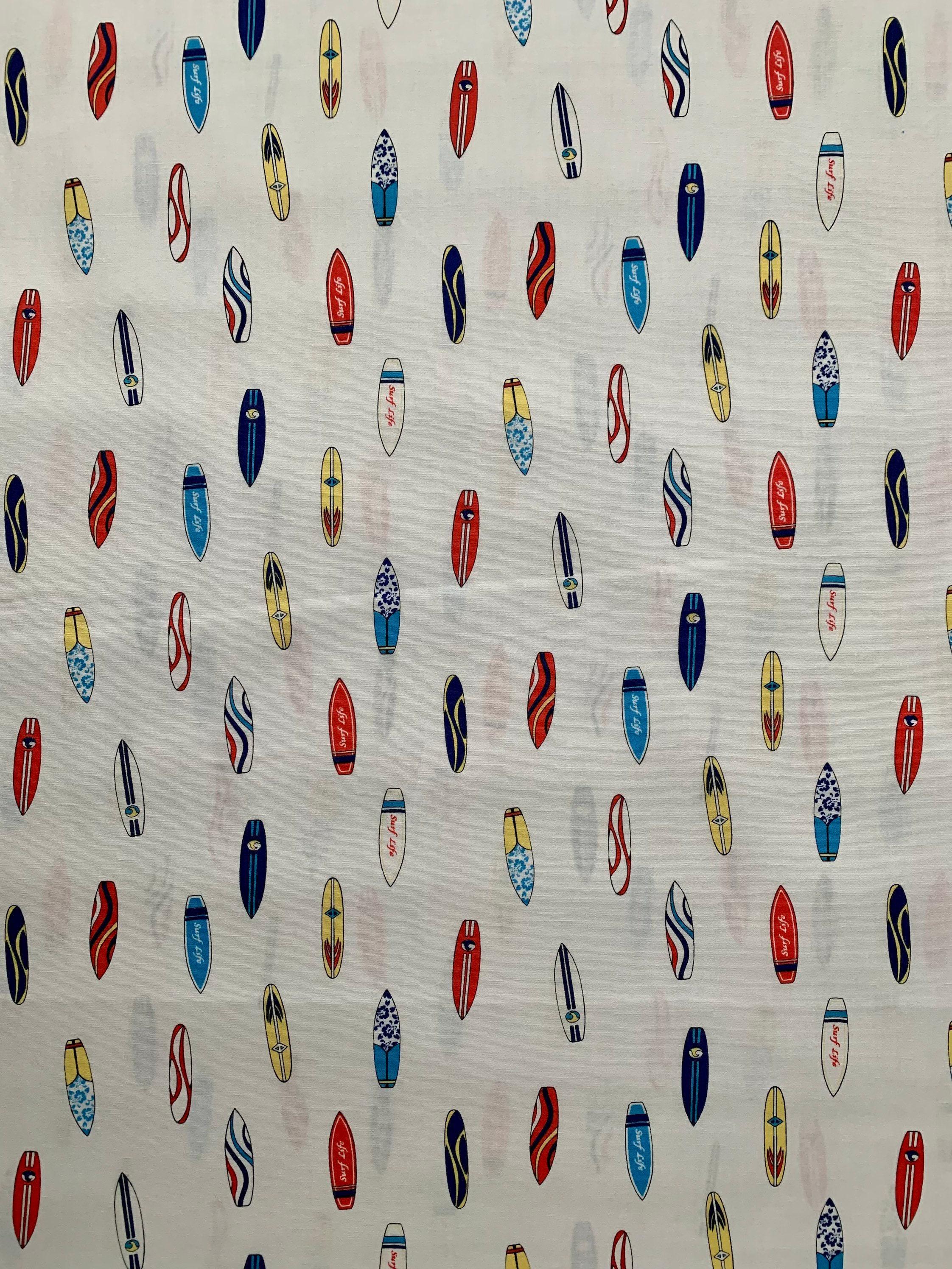 Sevenberry - Tiny Surfboards Cotton Fabric - White