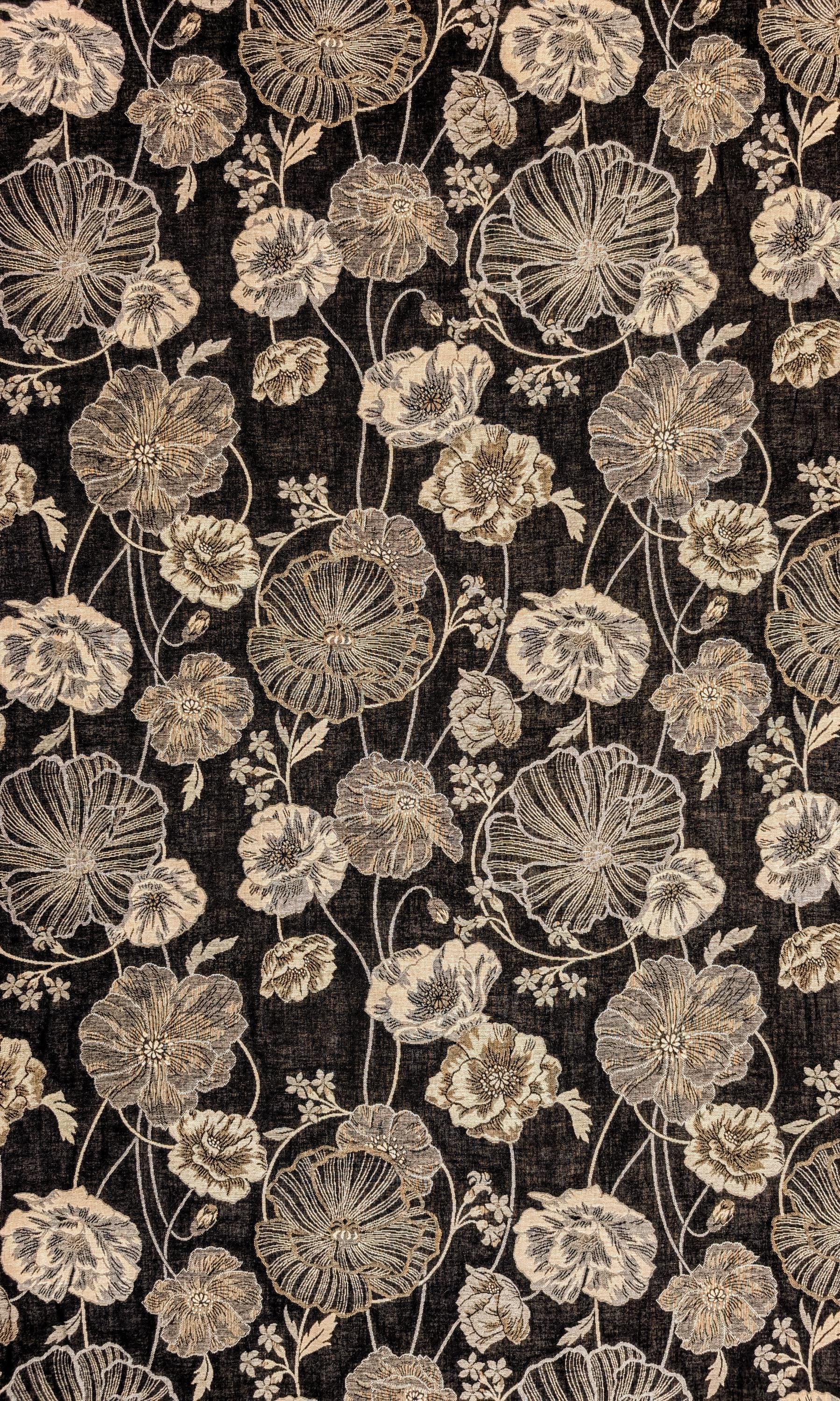 Double-Sided Poppy Flowers Kobayashi Japanese cotton fabric KTS-6791-A - half yard