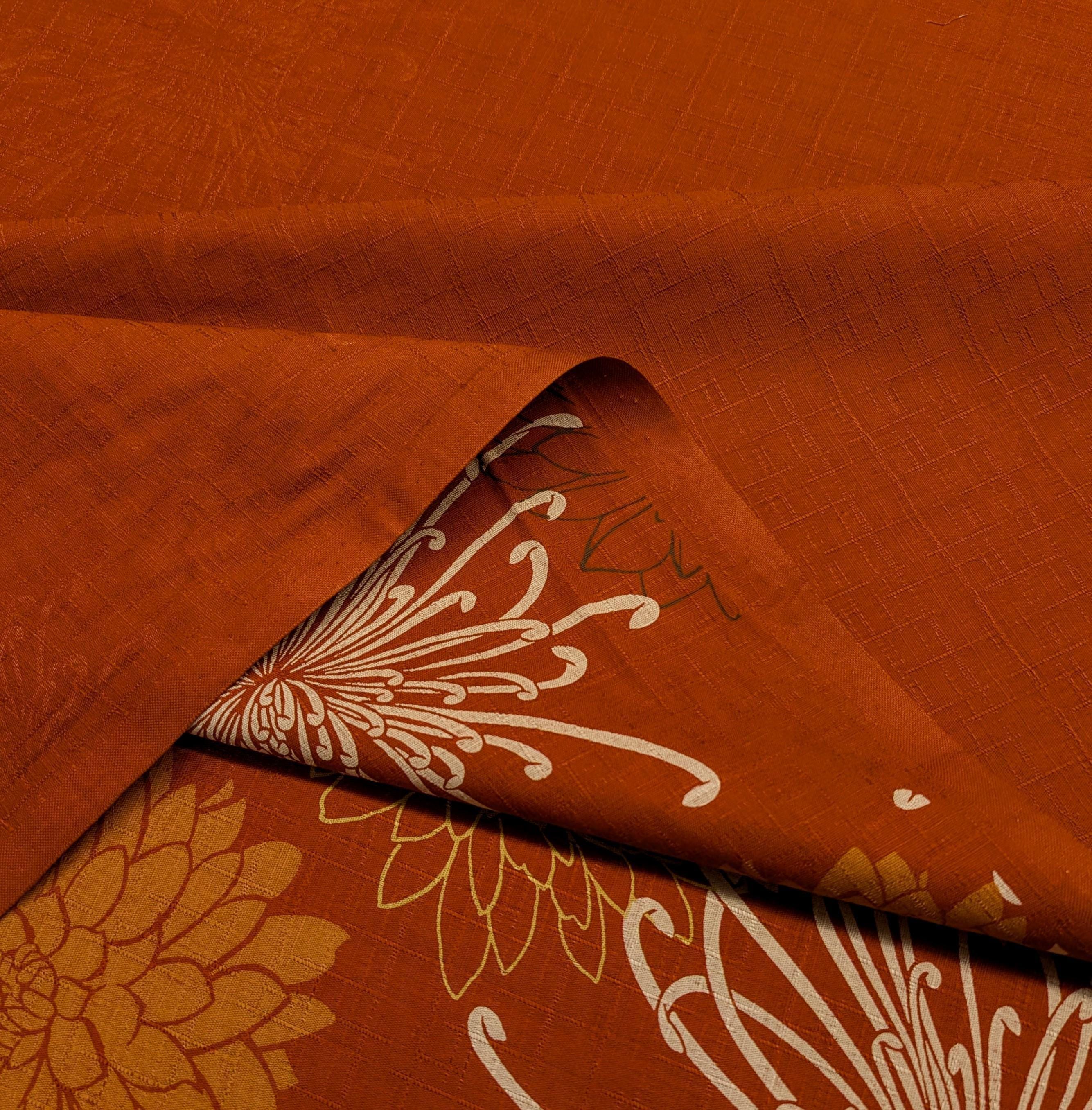 Kobayashi - Mixed Traditional Flowers Cotton Dobby - Orange