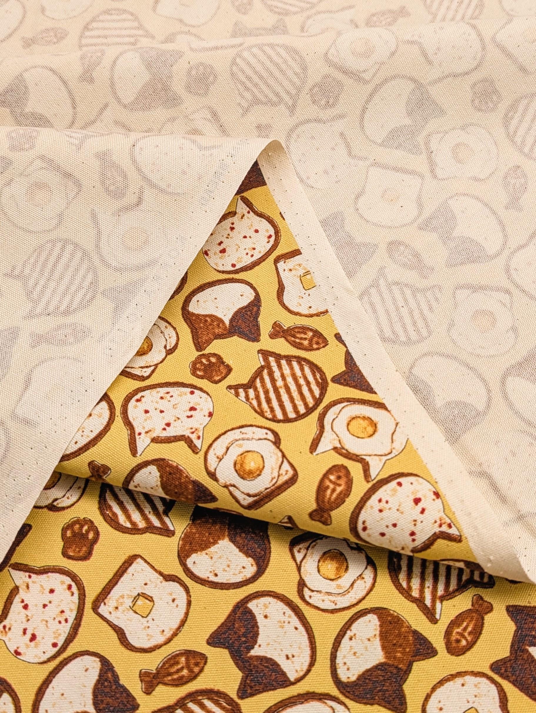 Kokka - Cat Toast Cotton Light Oxford - Yellow