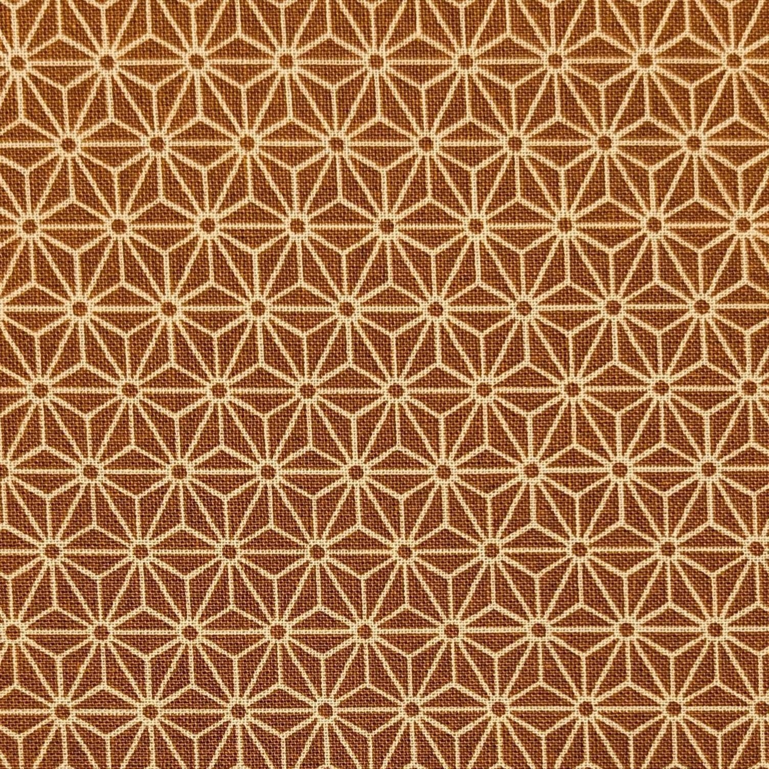 Sevenberry Small Asanoha stars Japanese cotton fabric 88222-2-12 beige & orange