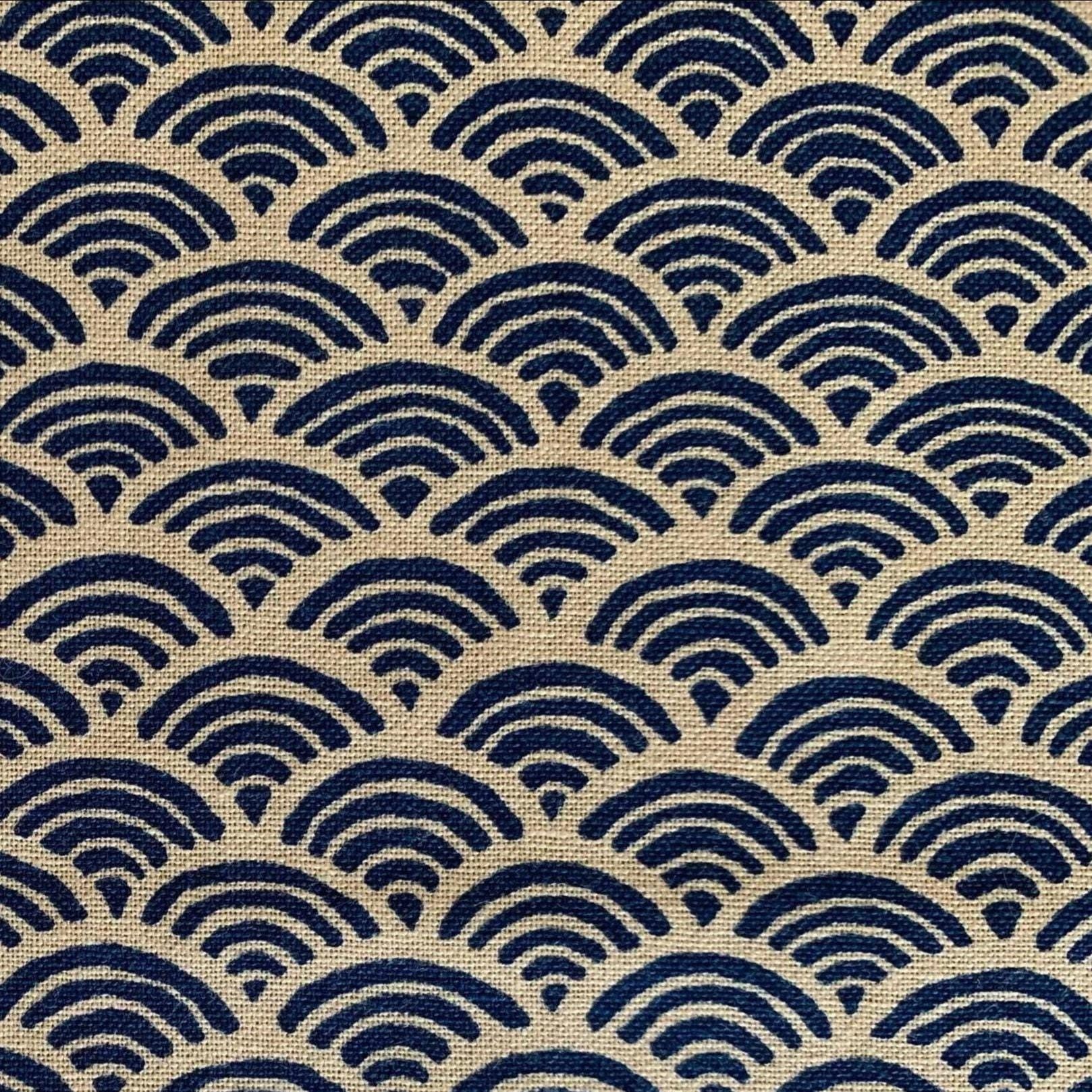 Sevenberry - Waves Cotton Fabric - Beige Blue