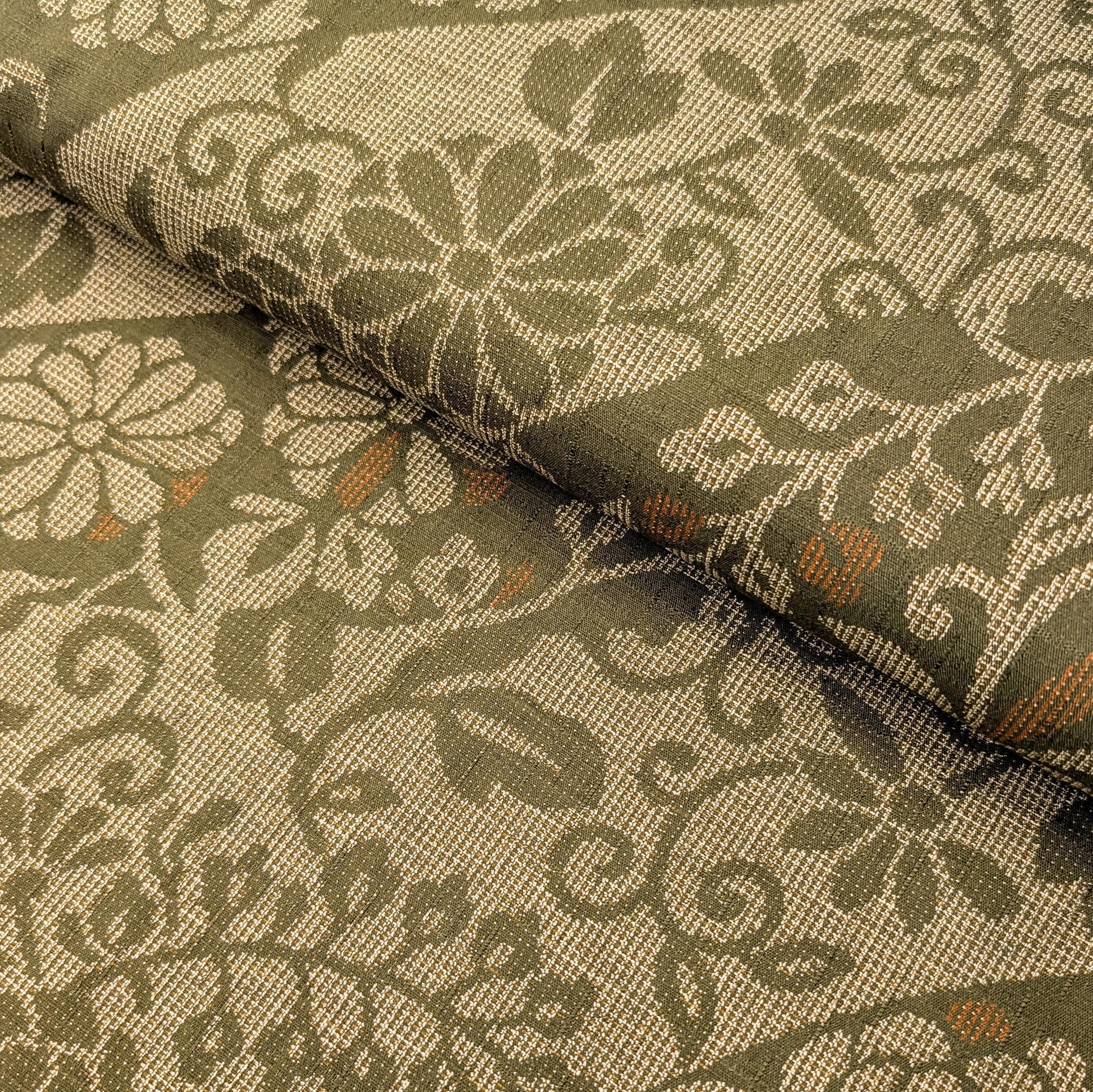 NEW Floral Silhouette Kobayashi dobby cotton fabric KTS-7020 D green