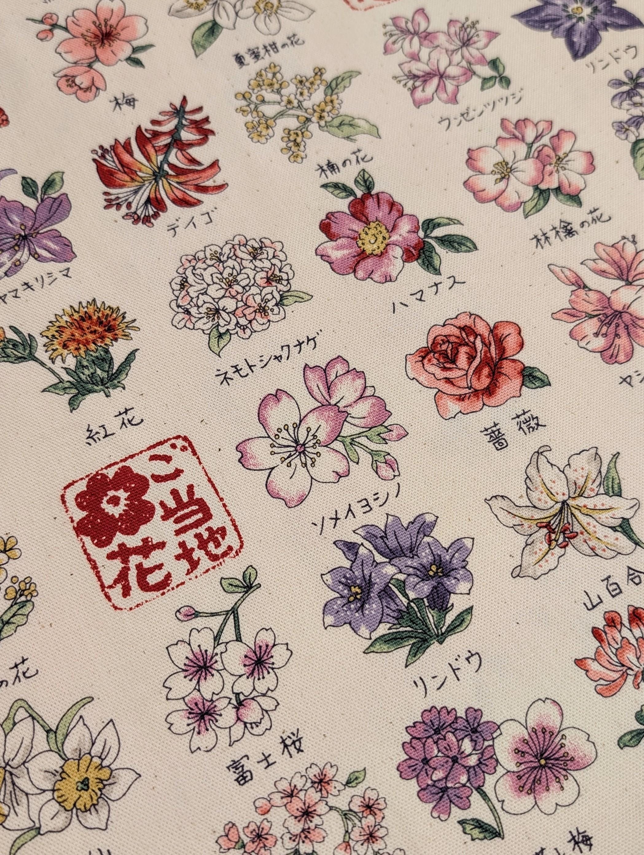Kokka - National Flowers Cotton Oxford - White