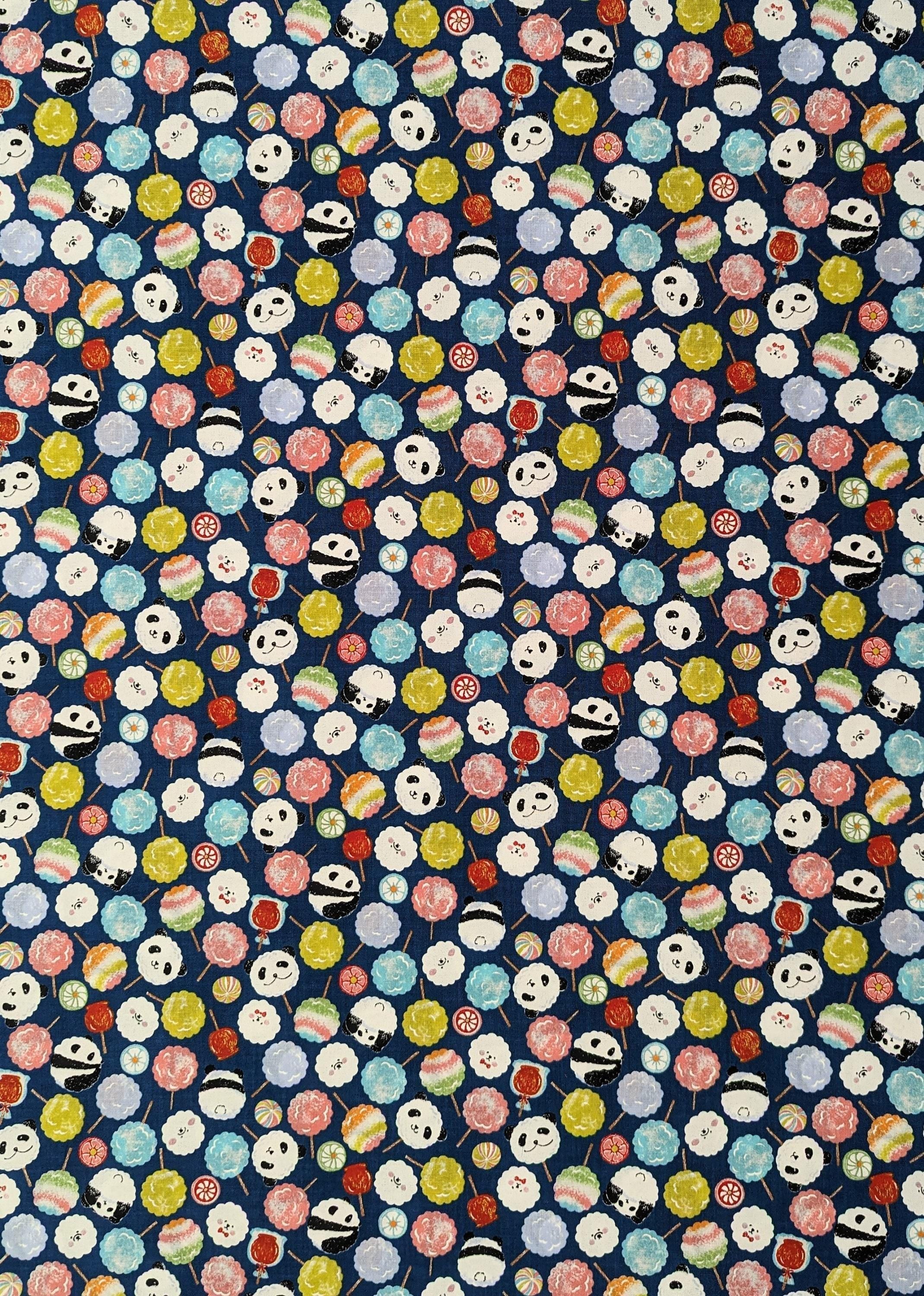 Senyo - Candy Pandas Cotton Fabric - Blue