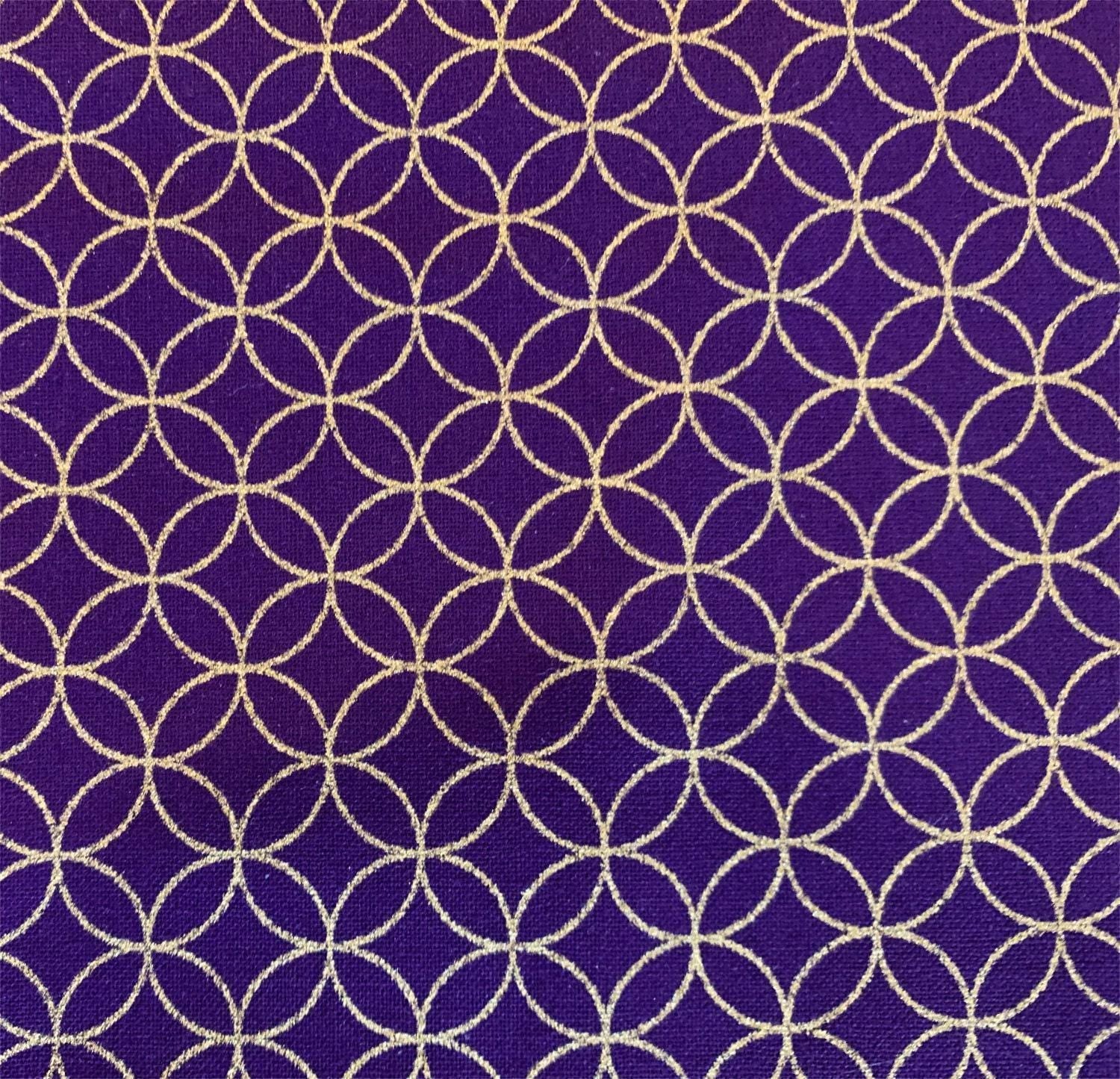 Sevenberry - Golden Shippo Circles Cotton Fabric - Purple