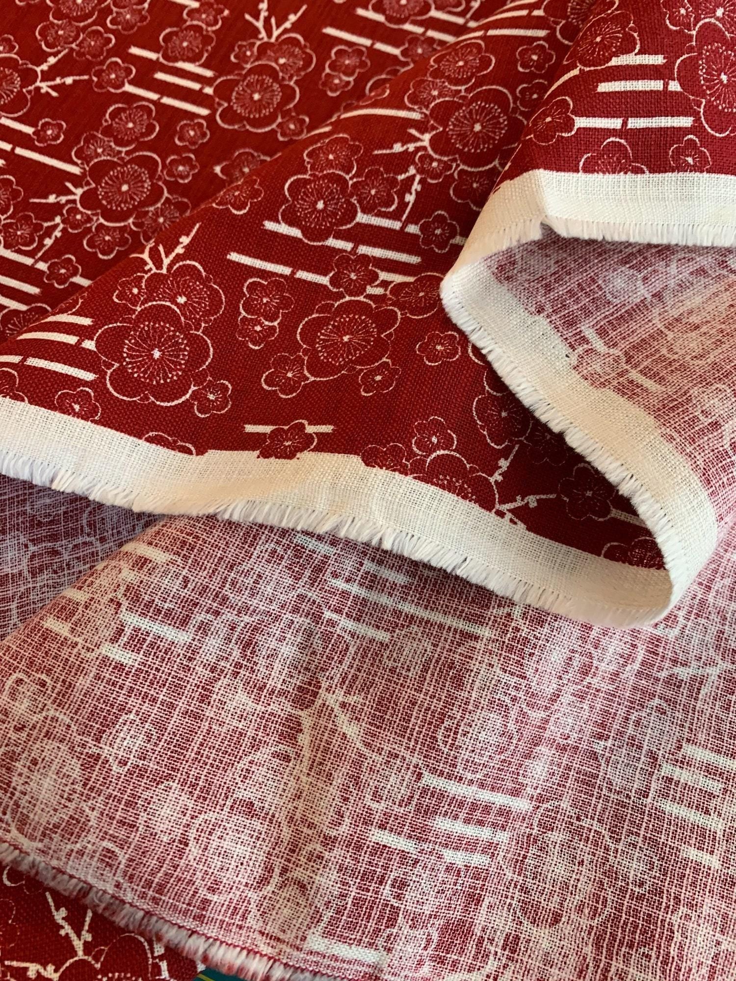 Sevenberry - Plum Cherry Blossoms Cotton Fabric - Red