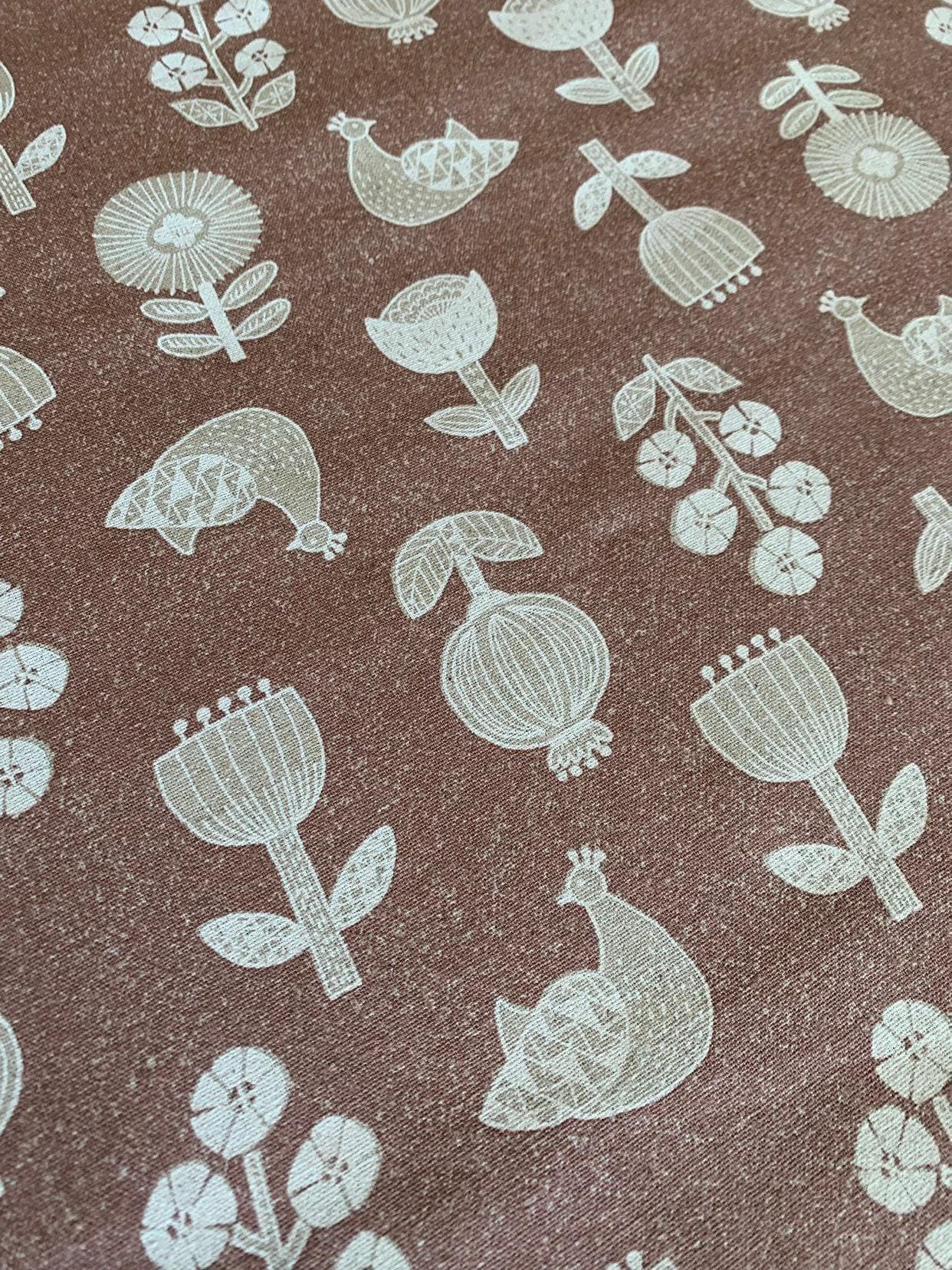 Cosmo - Scandinavian Flowers and Birds Cotton/Linen - Pink White Beige