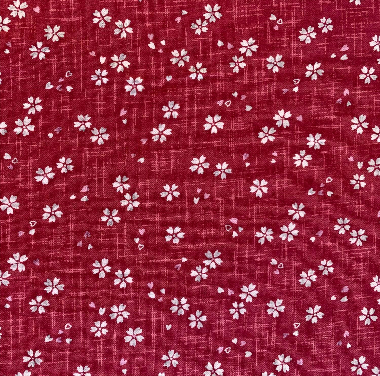 Sevenberry - Tiny Cherry Blossoms Cotton Fabric - Red