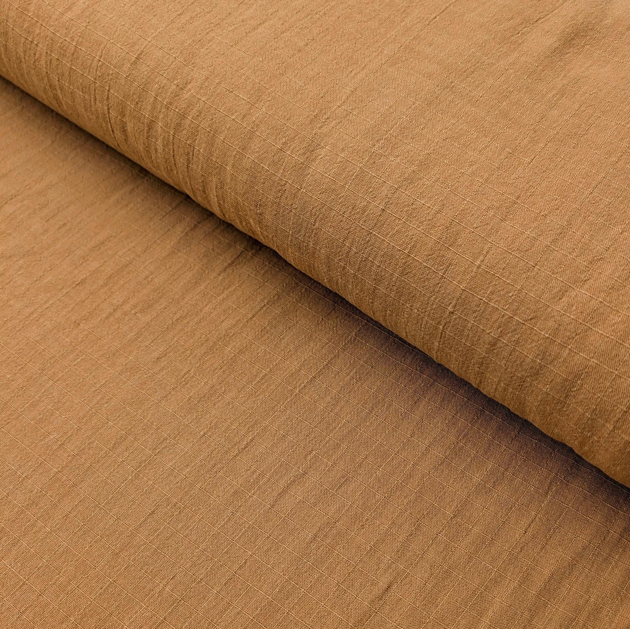 NEW Soft Gridded Dobby Cosmo Japanese cotton linen fabric AD-5747 10 light brown