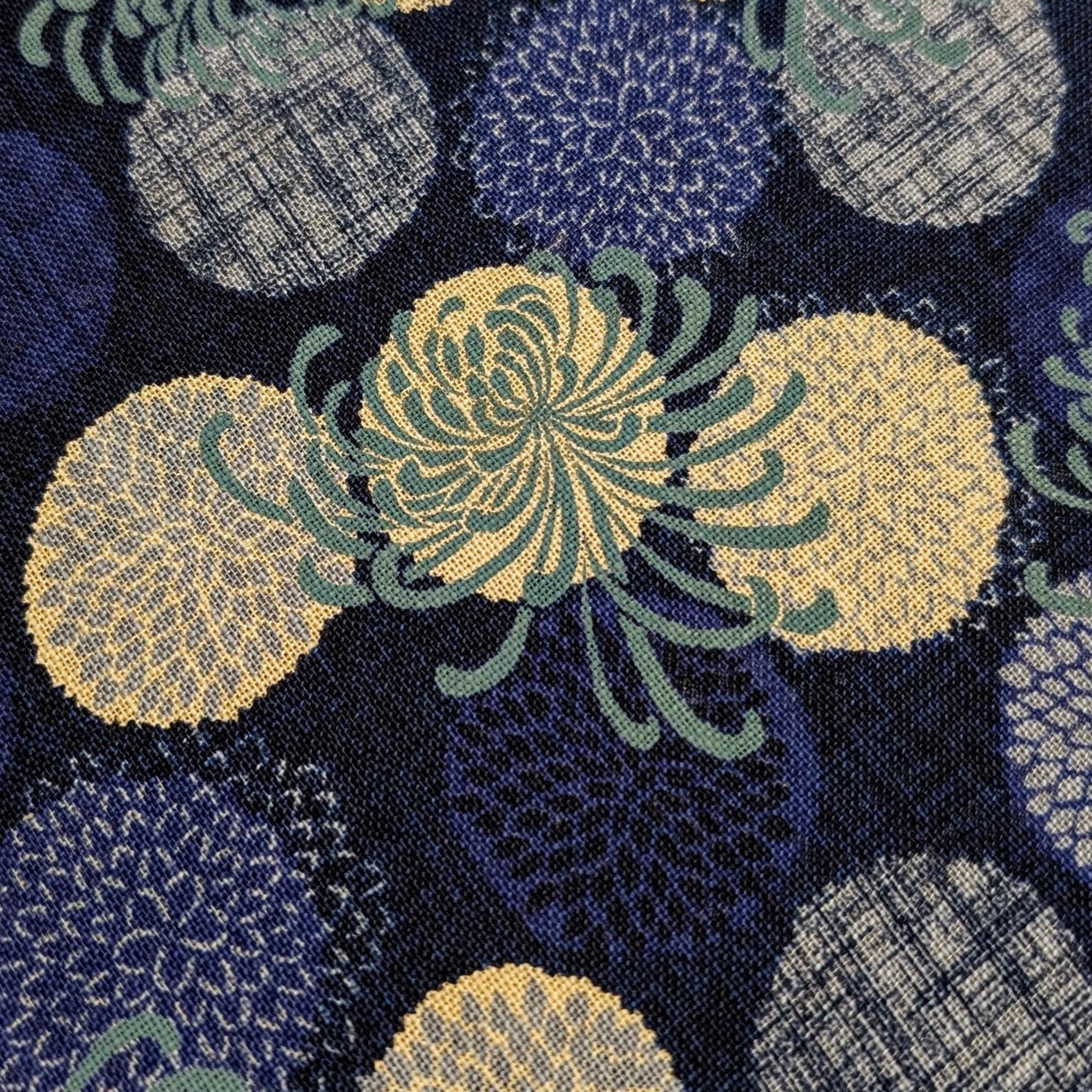 Sevenberry - Rustic Chrysanthemums Cotton Fabric - Blue Beige