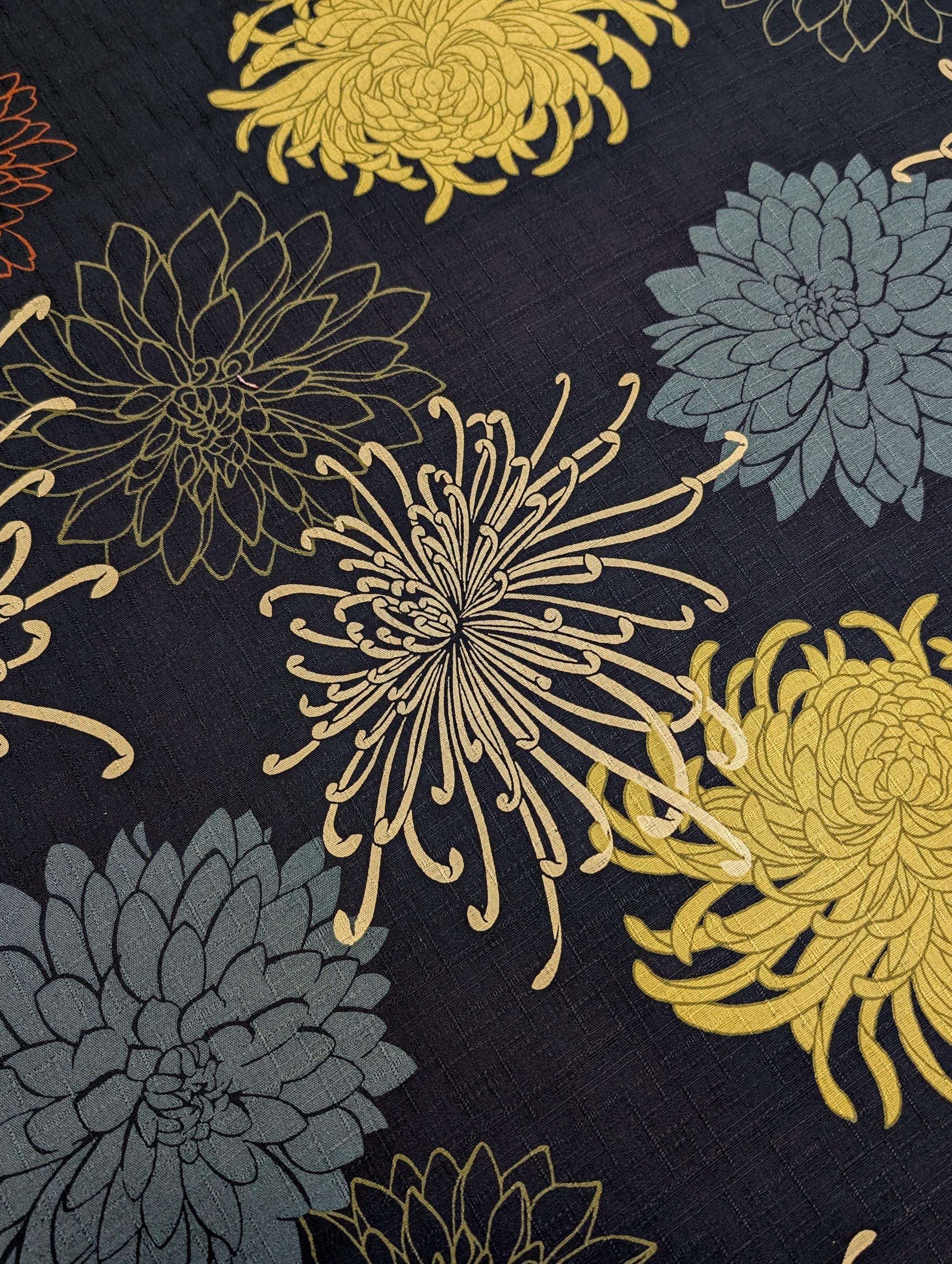 Kobayashi - Mixed Traditional Flowers Cotton Dobby - Blue