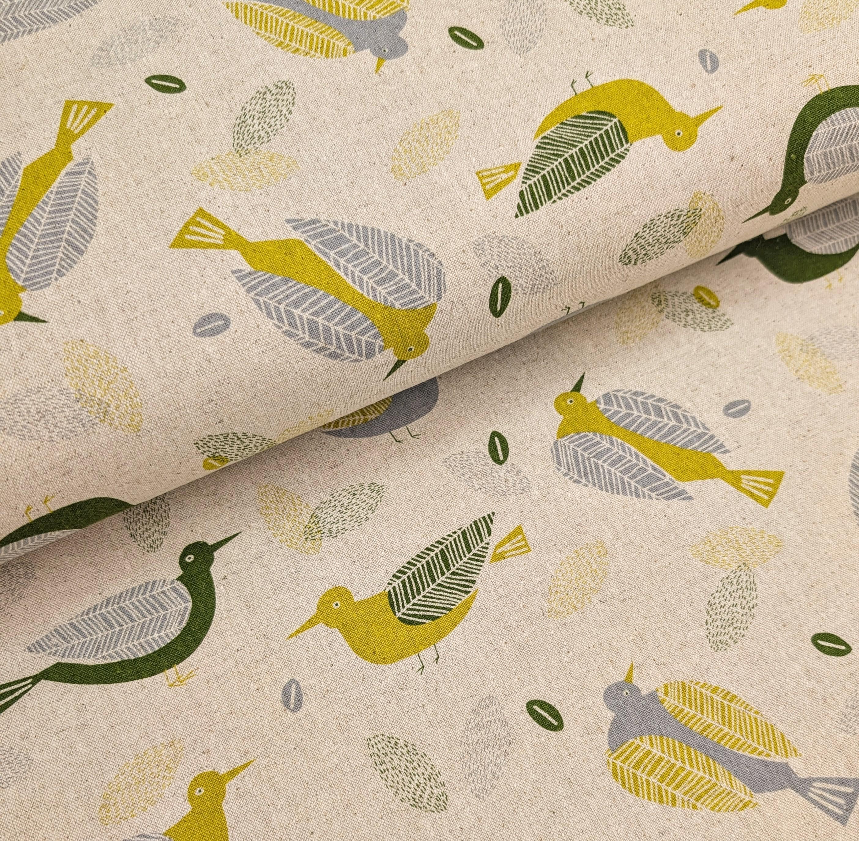 NEW Scandinavian Birds Sevenberry Japanese cotton linen light canvas fabric 850433-1-1 ivory