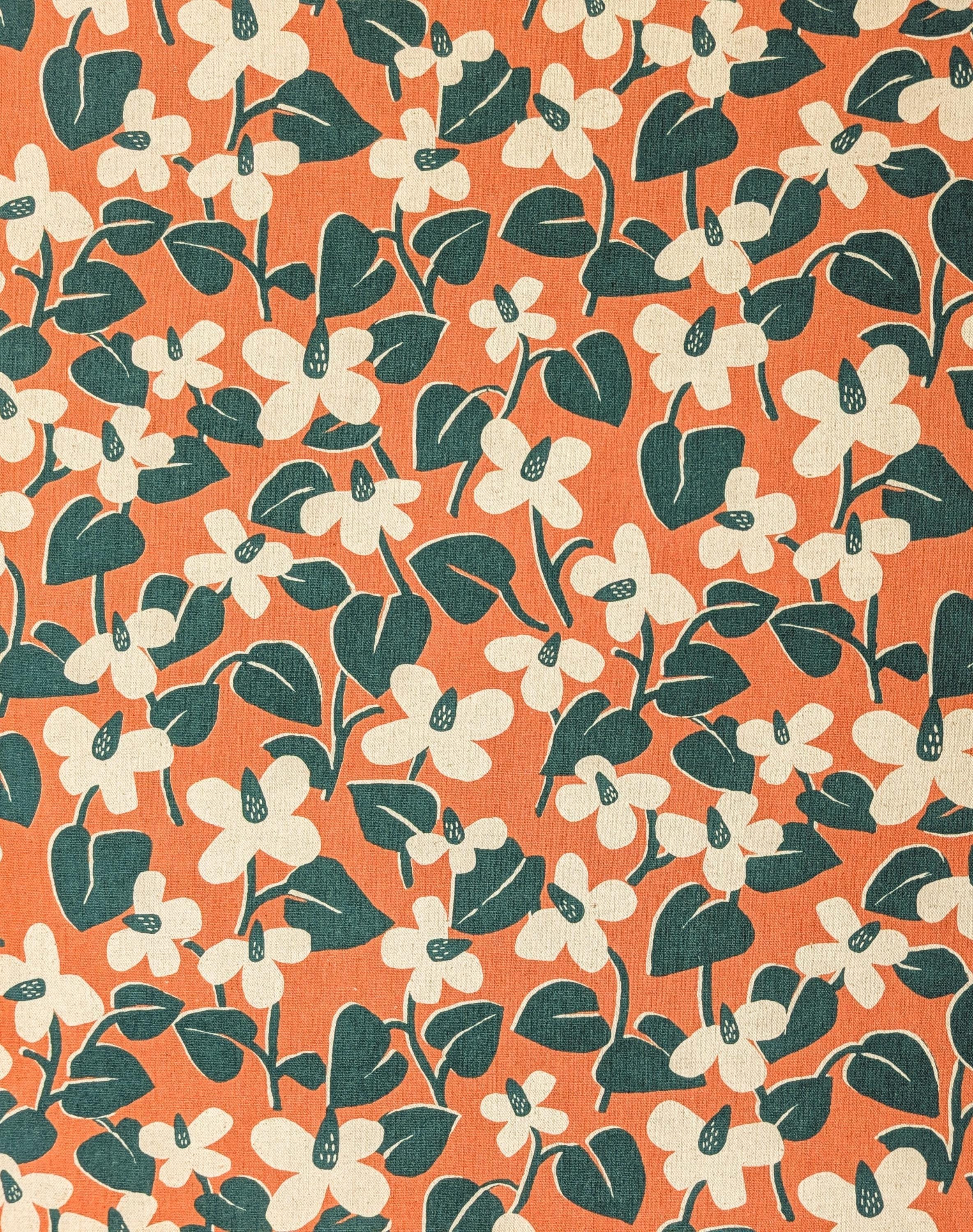 NEW Scandinavian Cone flowers Sevenberry Japanese cotton linen light canvas fabric 850431-1-2 orange & green