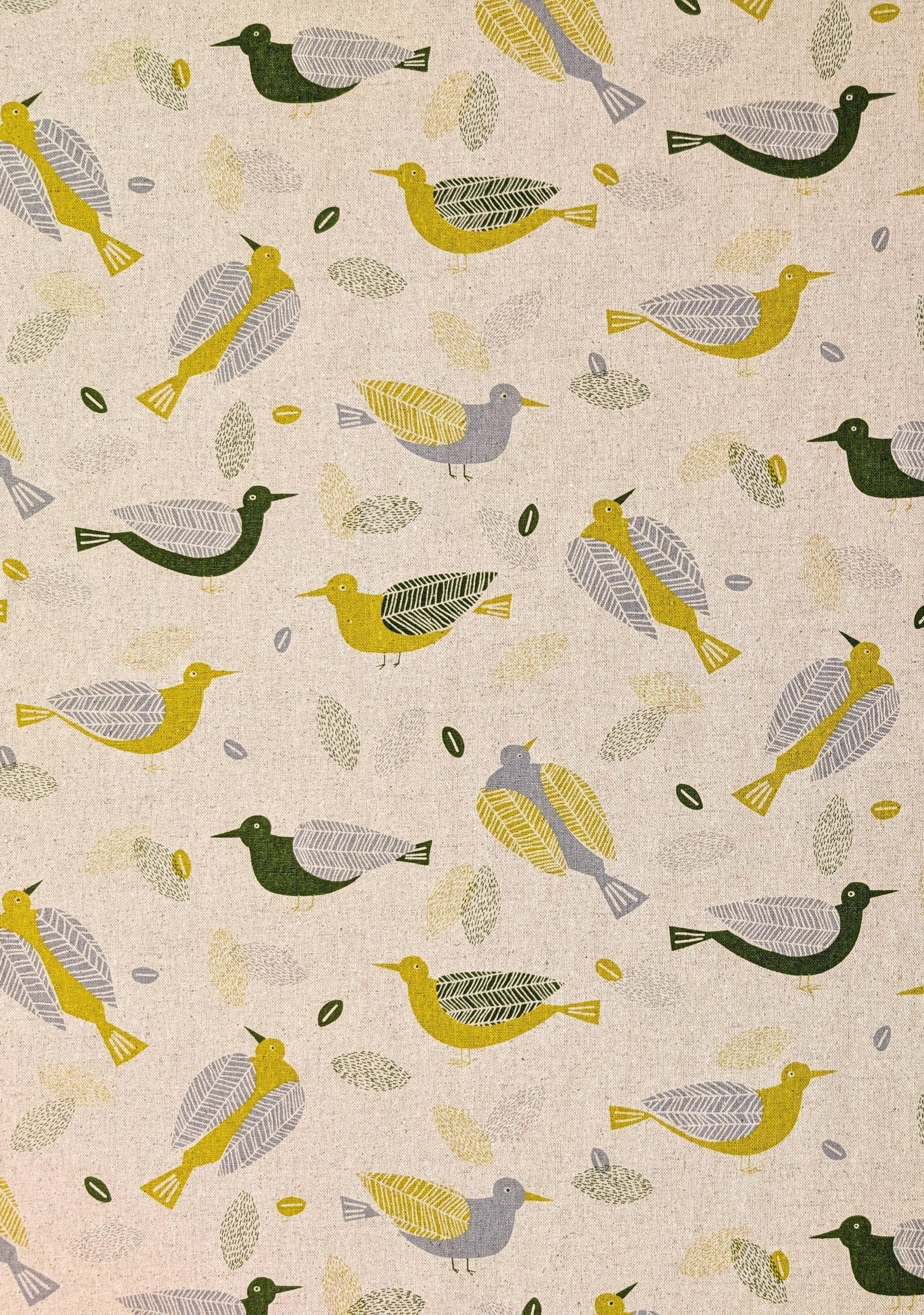 NEW Scandinavian Birds Sevenberry Japanese cotton linen light canvas fabric 850433-1-1 ivory
