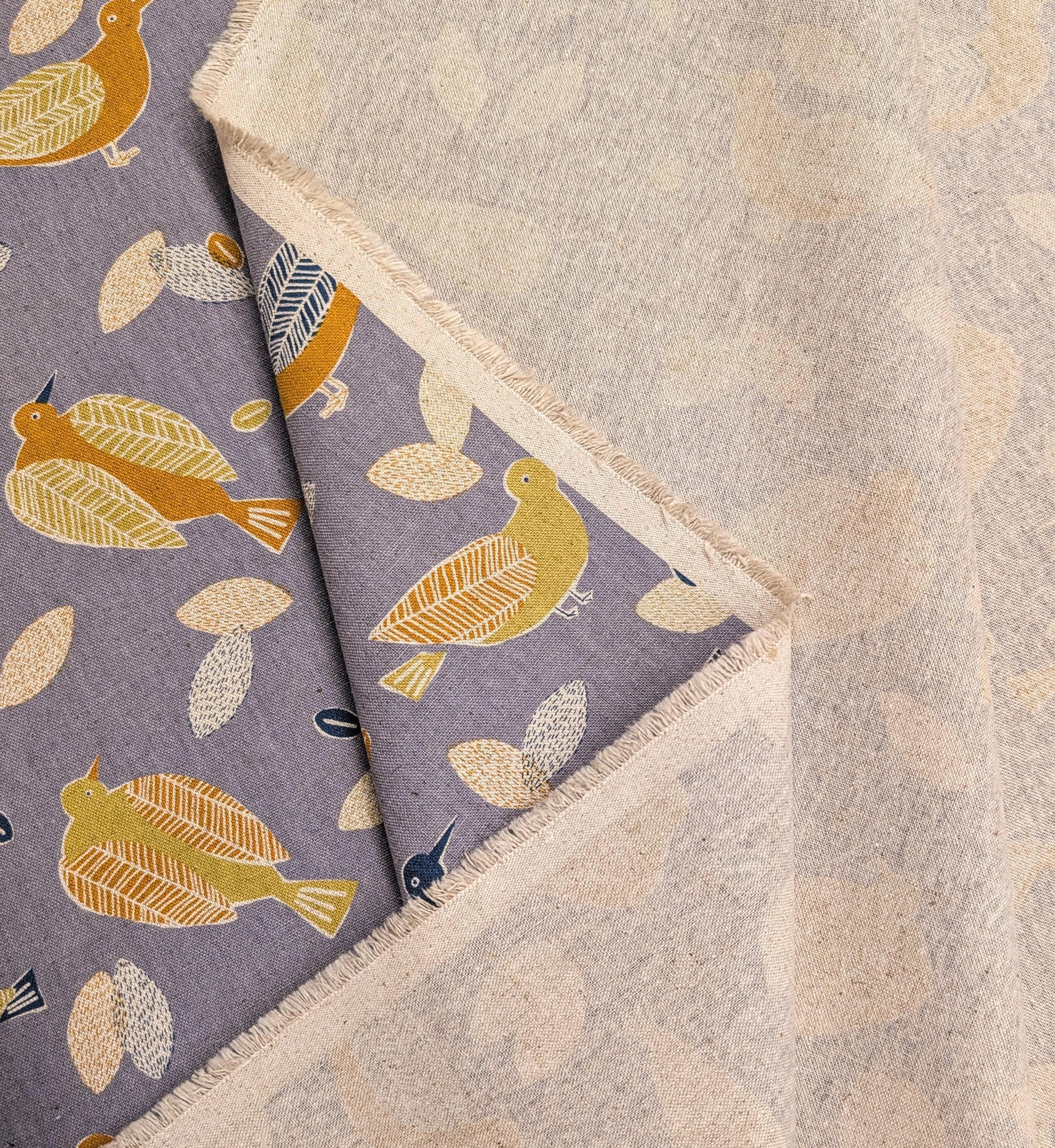 NEW Scandinavian Birds Sevenberry Japanese cotton linen light canvas fabric 850433-1-3 gray