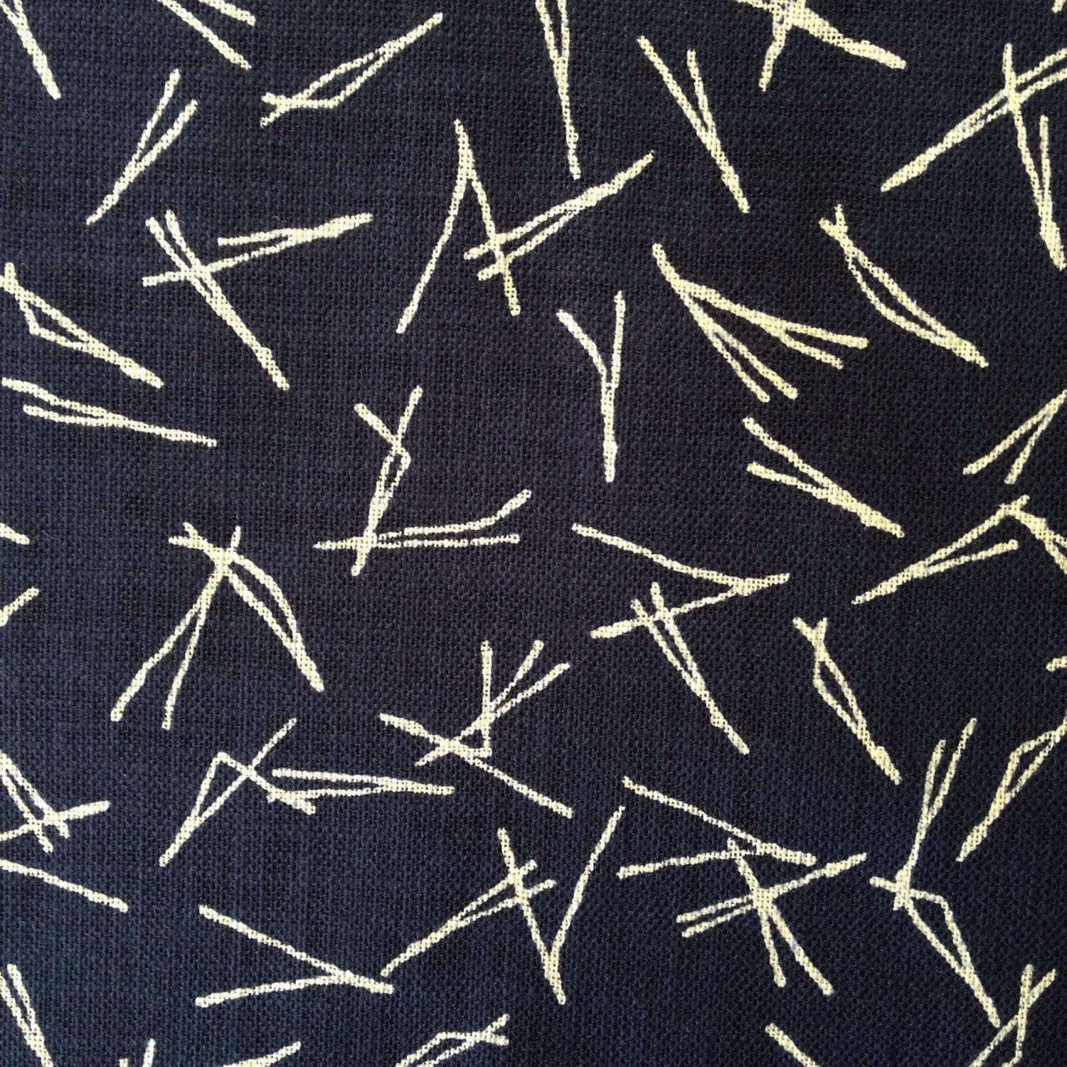 Sevenberry - Pine Needle Matsu Cotton Fabric - Navy Blue Beige