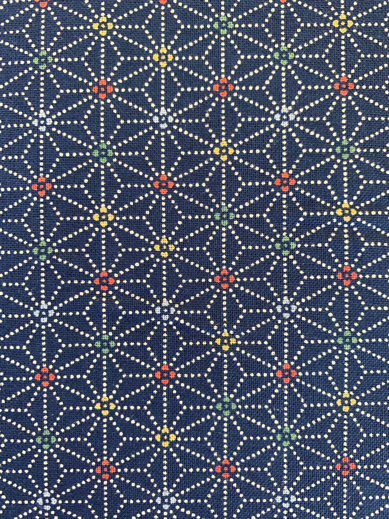 Sevenberry - Dotted Asanoha Stars Cotton Fabric - Navy Blue