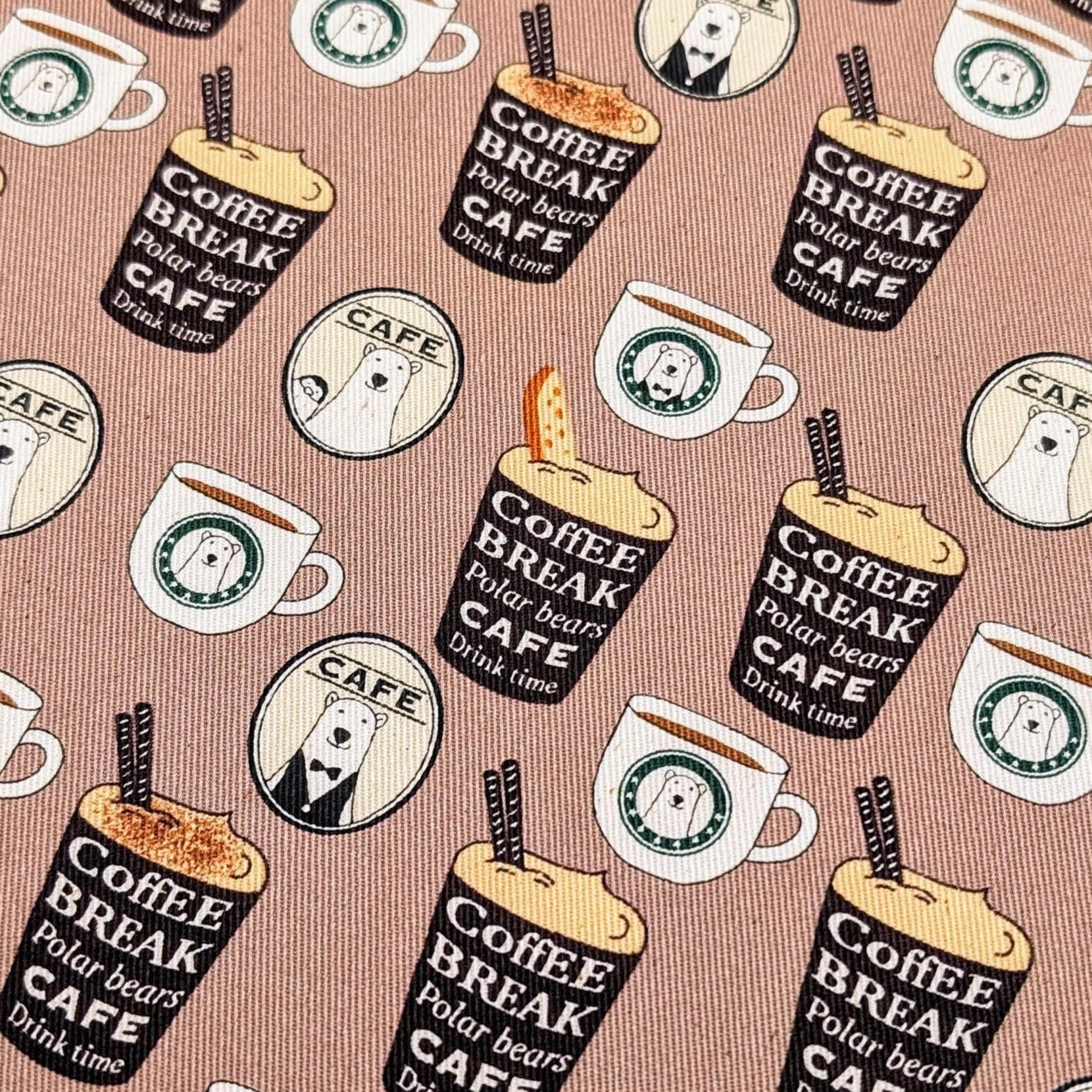 NEW Polar Bear Cafe Kobayashi Japanese cotton oxford twill fabric KTS-7066 E brown