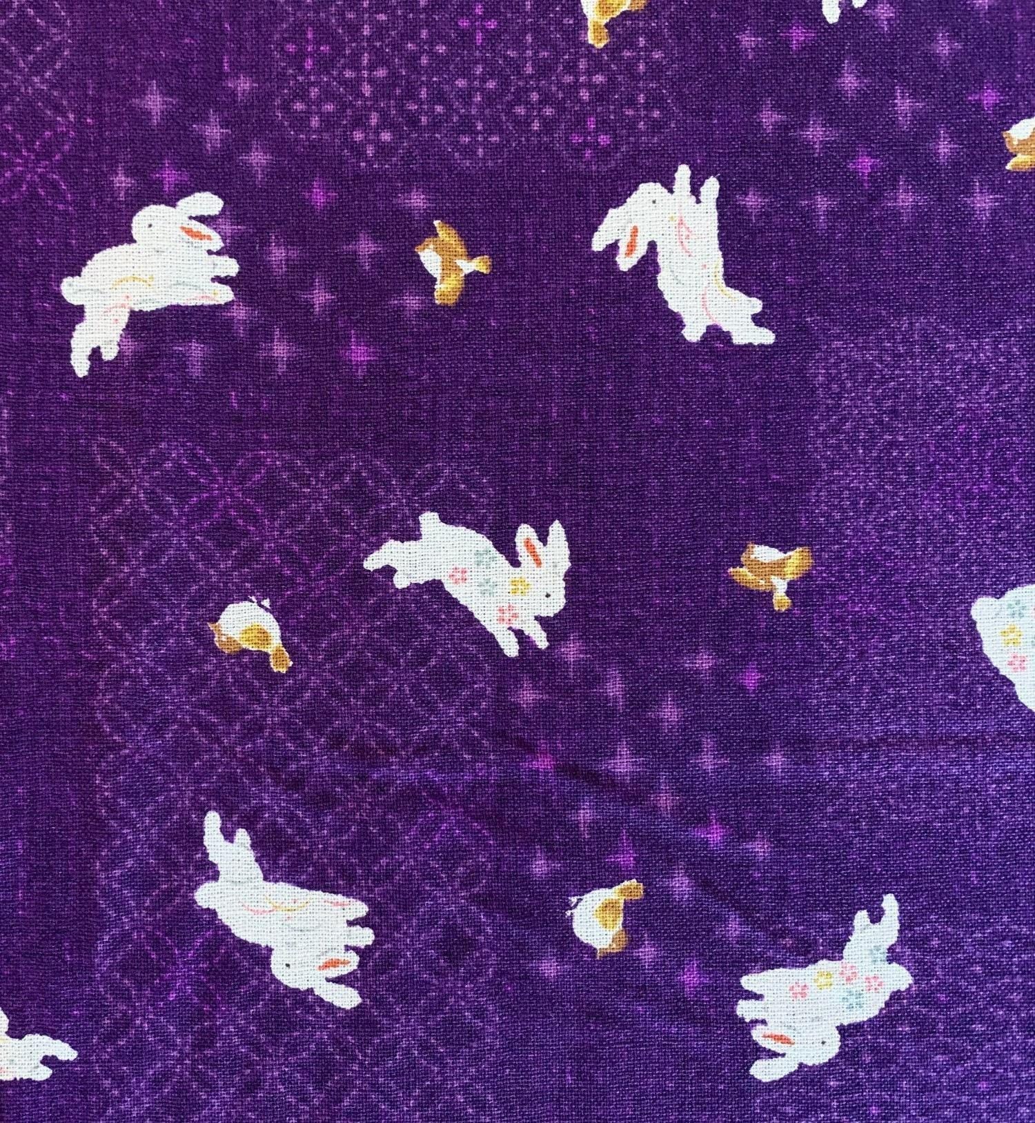 Sevenberry - Patchwork Rabbits Cotton Fabric - Purple