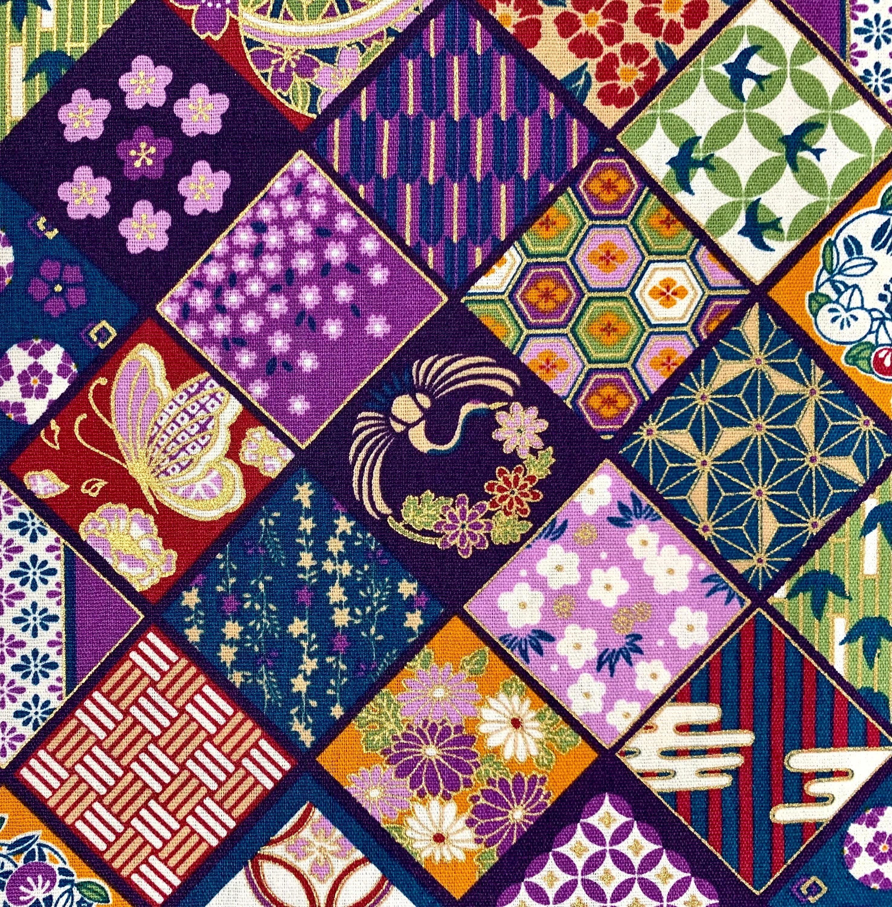 Senyo - Golden Flower Story Cotton Fabric - Purple