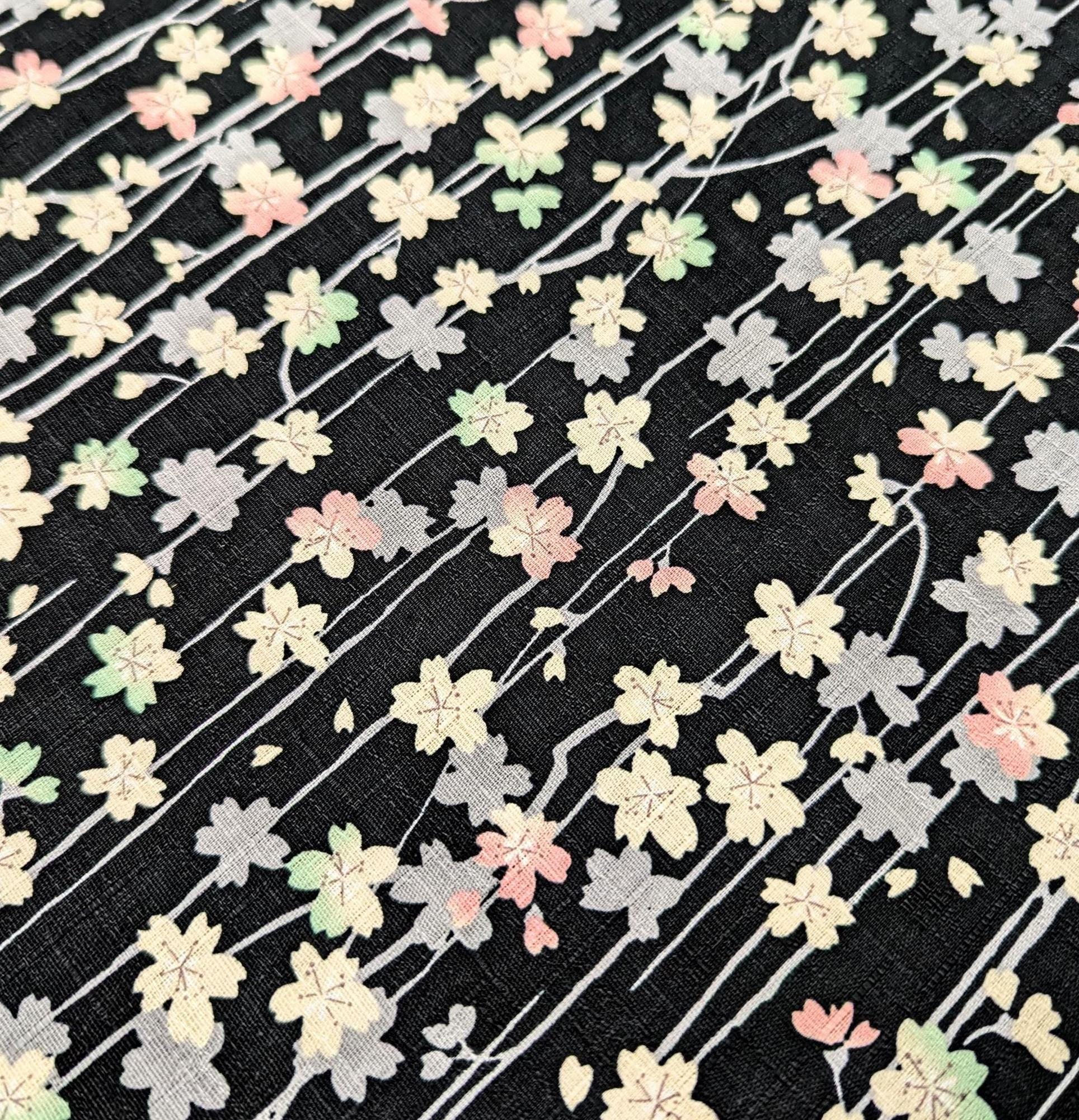 Hokkoh - Cherry Blossom Streams Cotton Dobby - Black