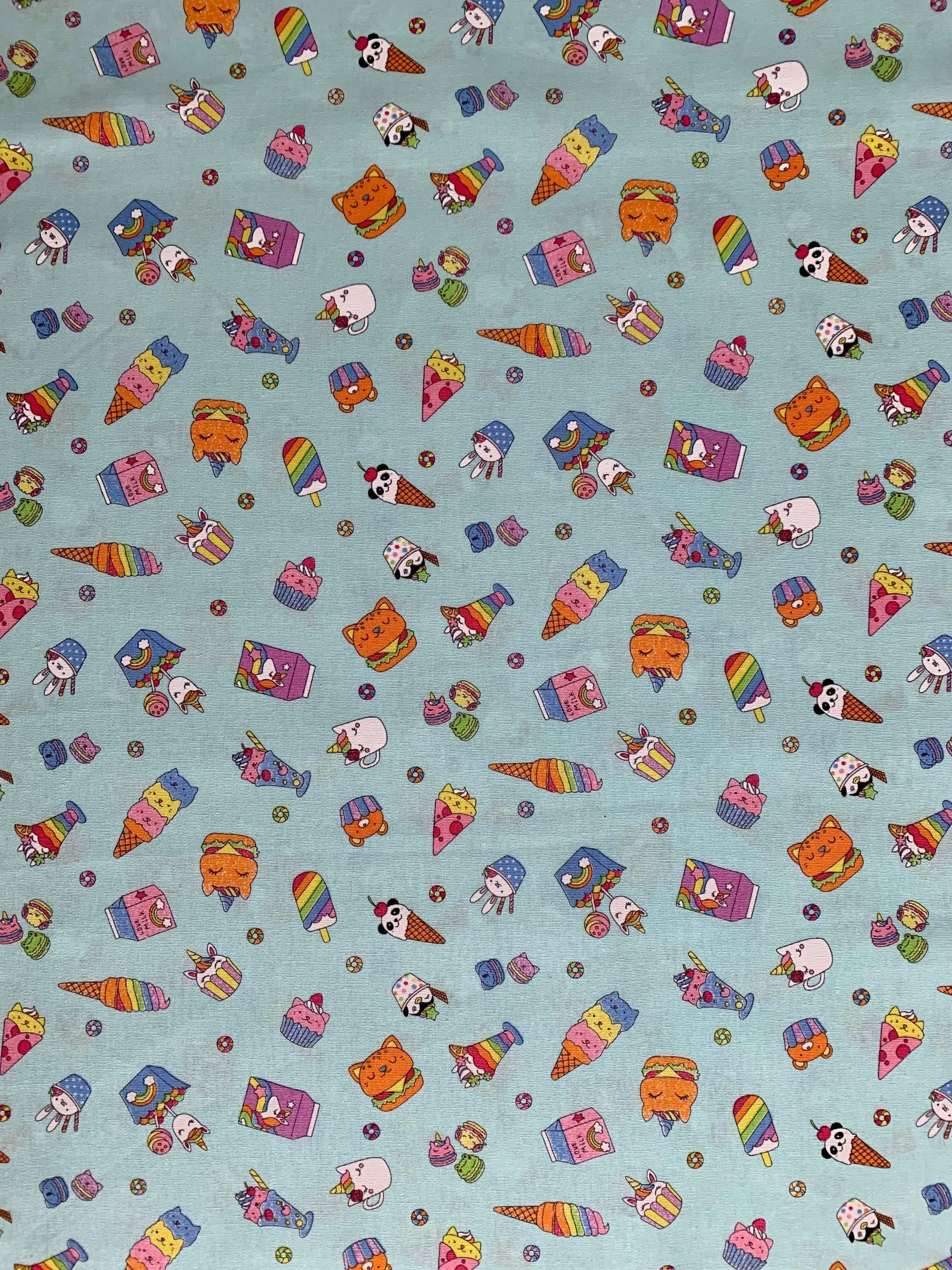 Senyo - Nice Life Snack Animals Cotton Fabric - Blue