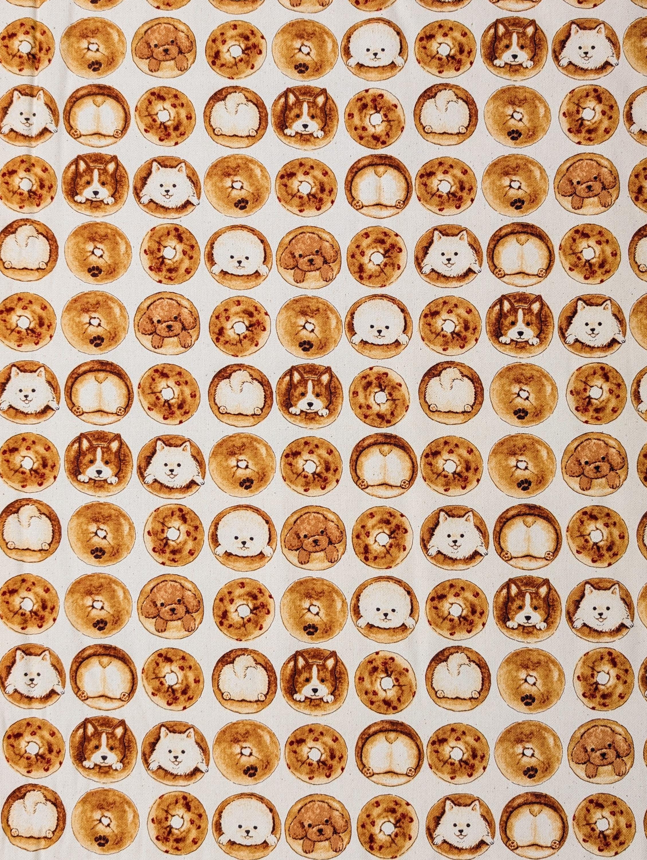 Bagel Dogs Kokka Japanese cotton light Oxford fabric YPA-51010-2 A white