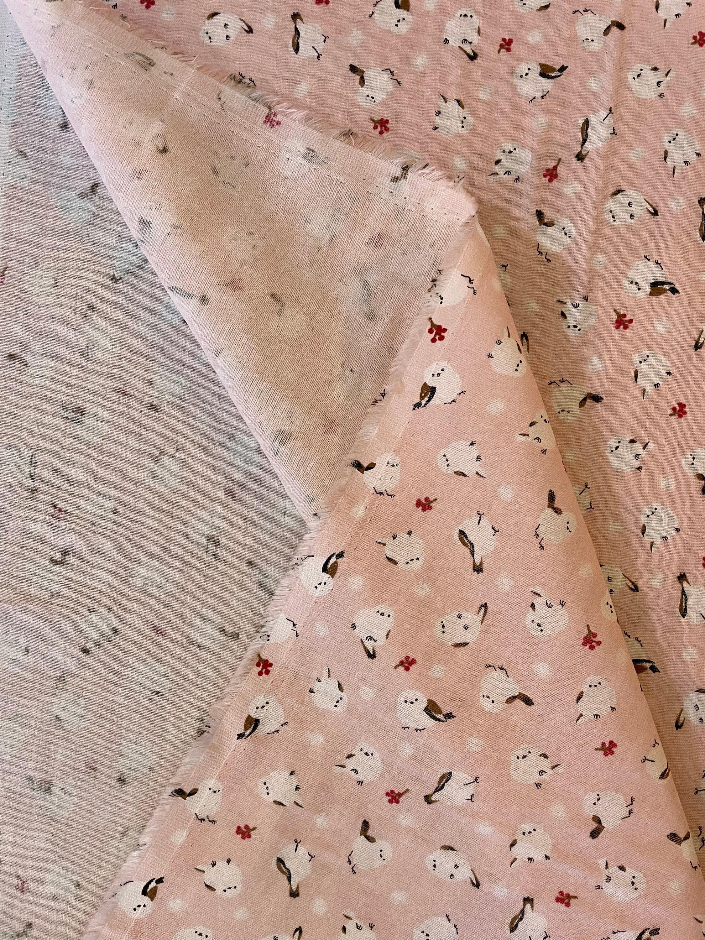 Orimono Imports - Snowy Birds Double Gauze Cotton - Pink