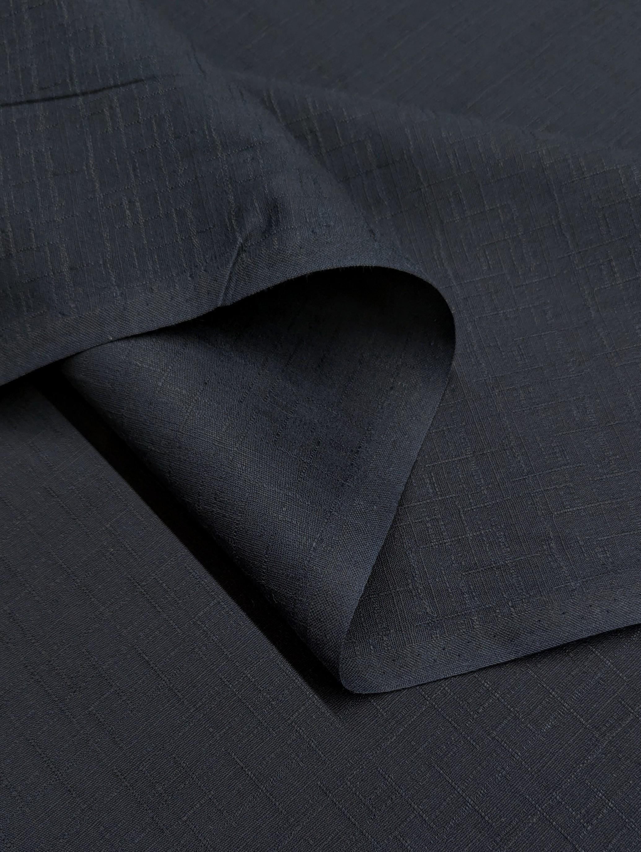 Kobayashi - Solid Color Cotton Dobby - Dark Navy Blue