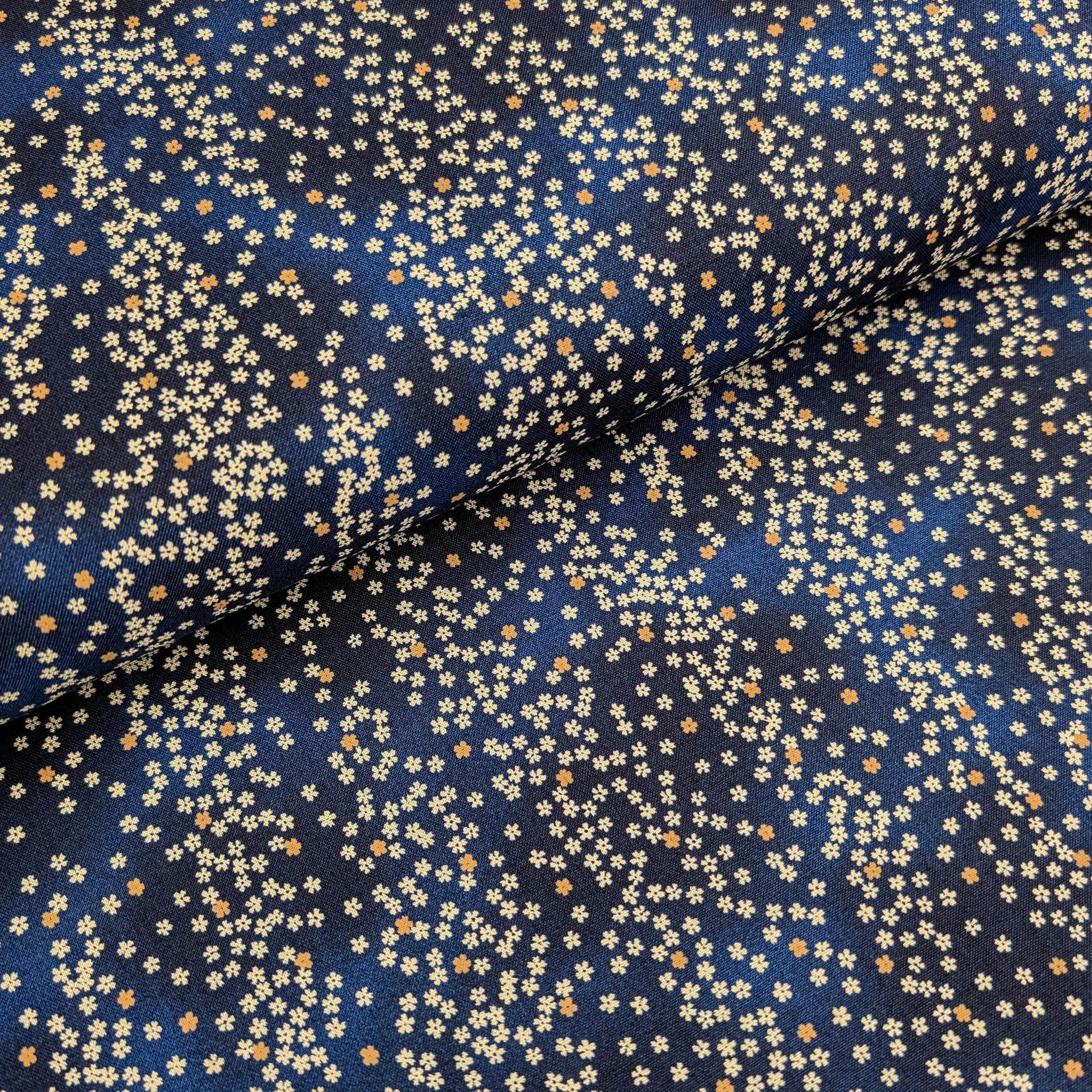 NEW Cherry Blossom Sky Sevenberry Japanese cotton fabric 88234-2-1 navy blue