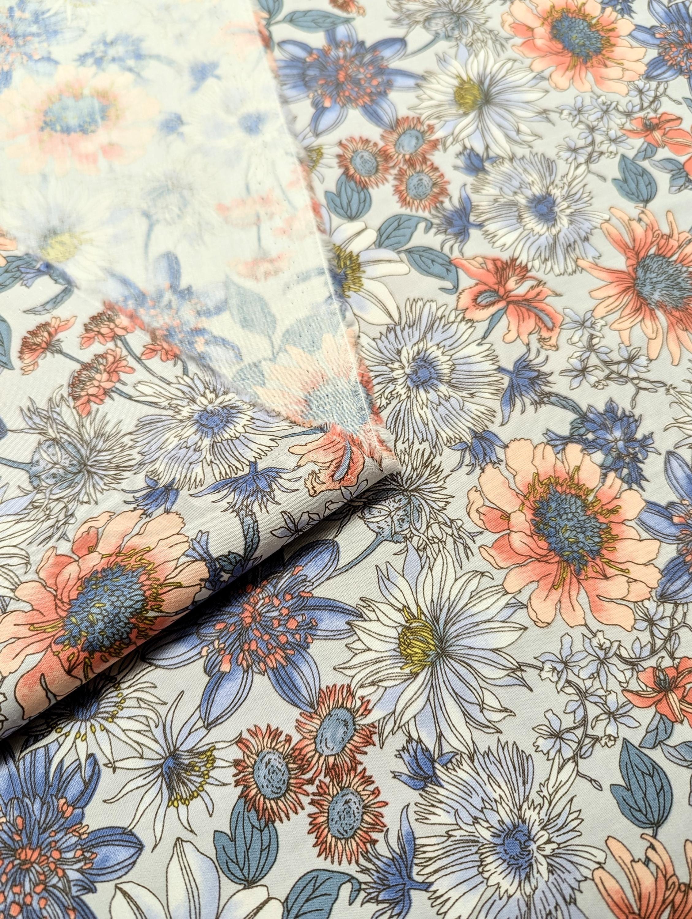 Hokkoh - Meadow Bouquet Cotton Fabric - Light Blue