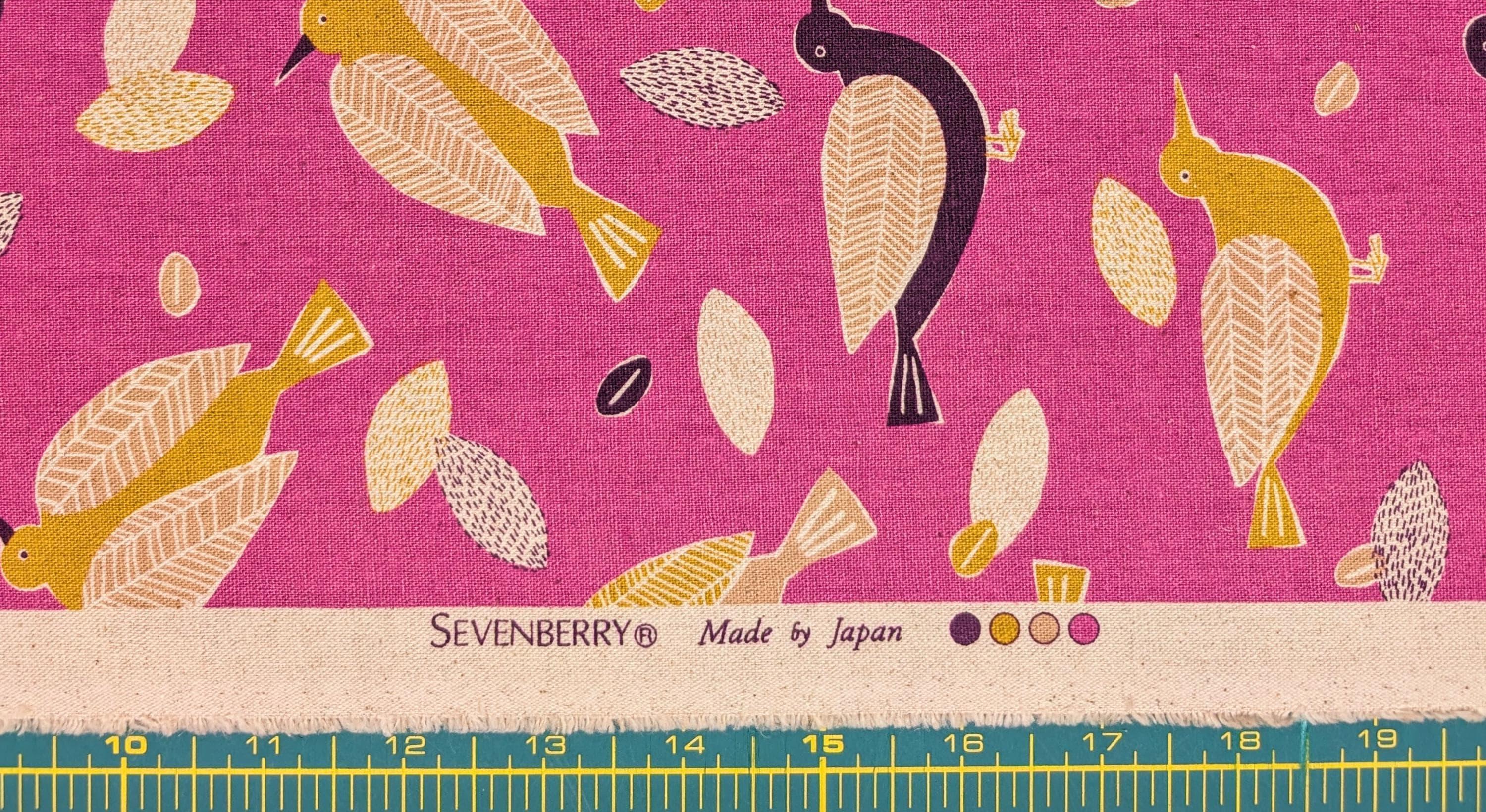 NEW Scandinavian Birds Sevenberry Japanese cotton linen light canvas fabric 850433-1-5 pink