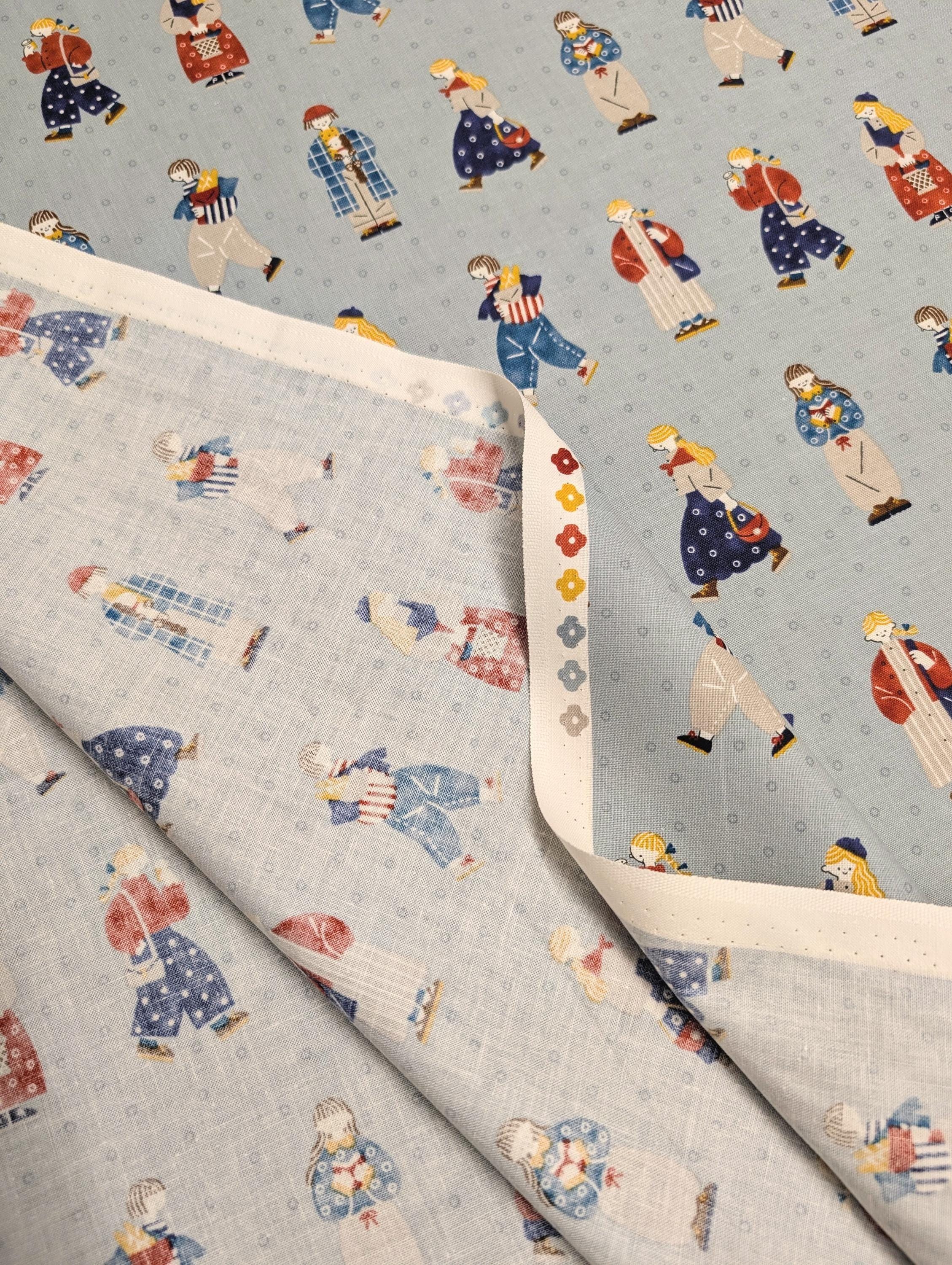 Cosmo - Scandinavian Folk Cotton Fabric - Blue