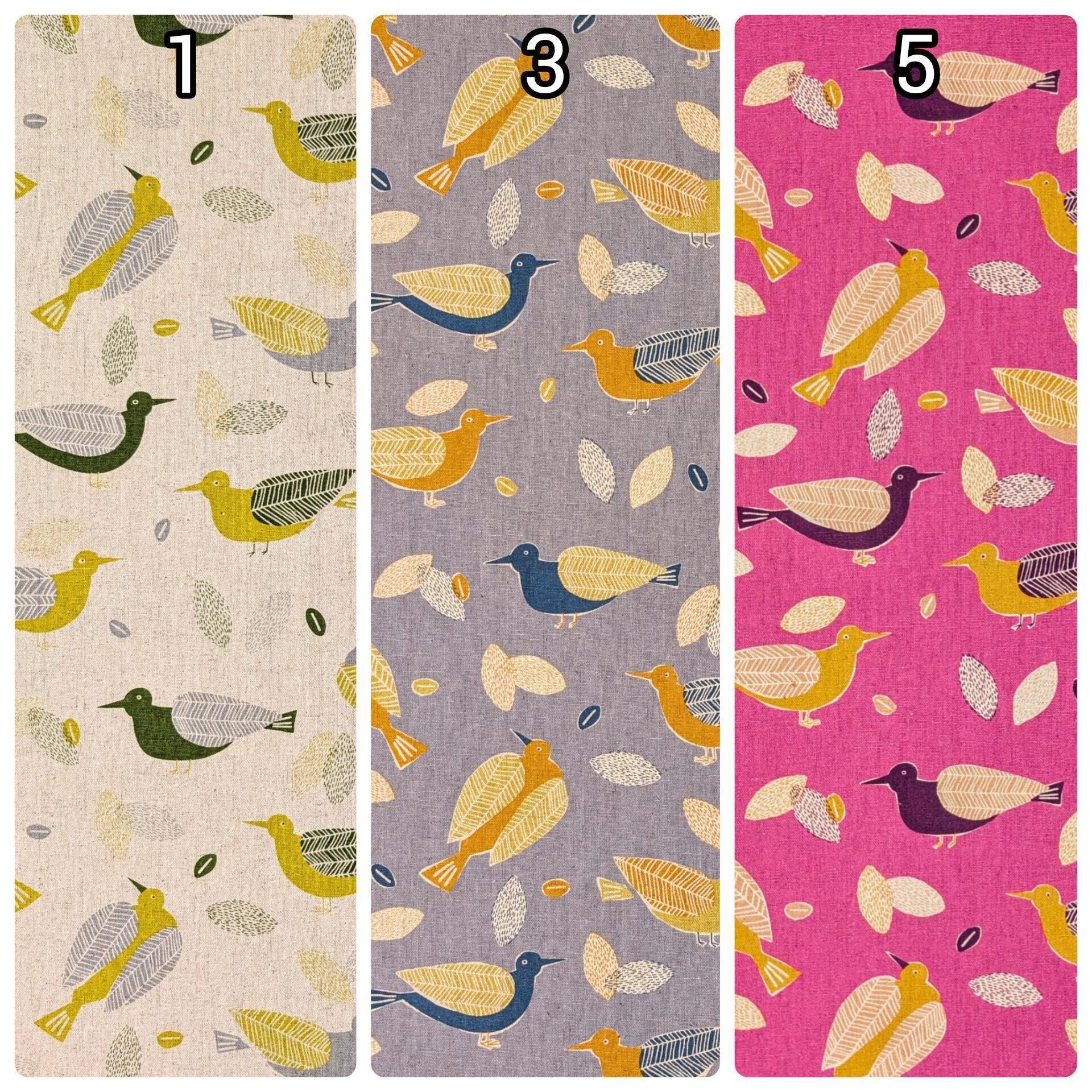 NEW Scandinavian Birds Sevenberry Japanese cotton linen light canvas fabric 850433-1-5 pink