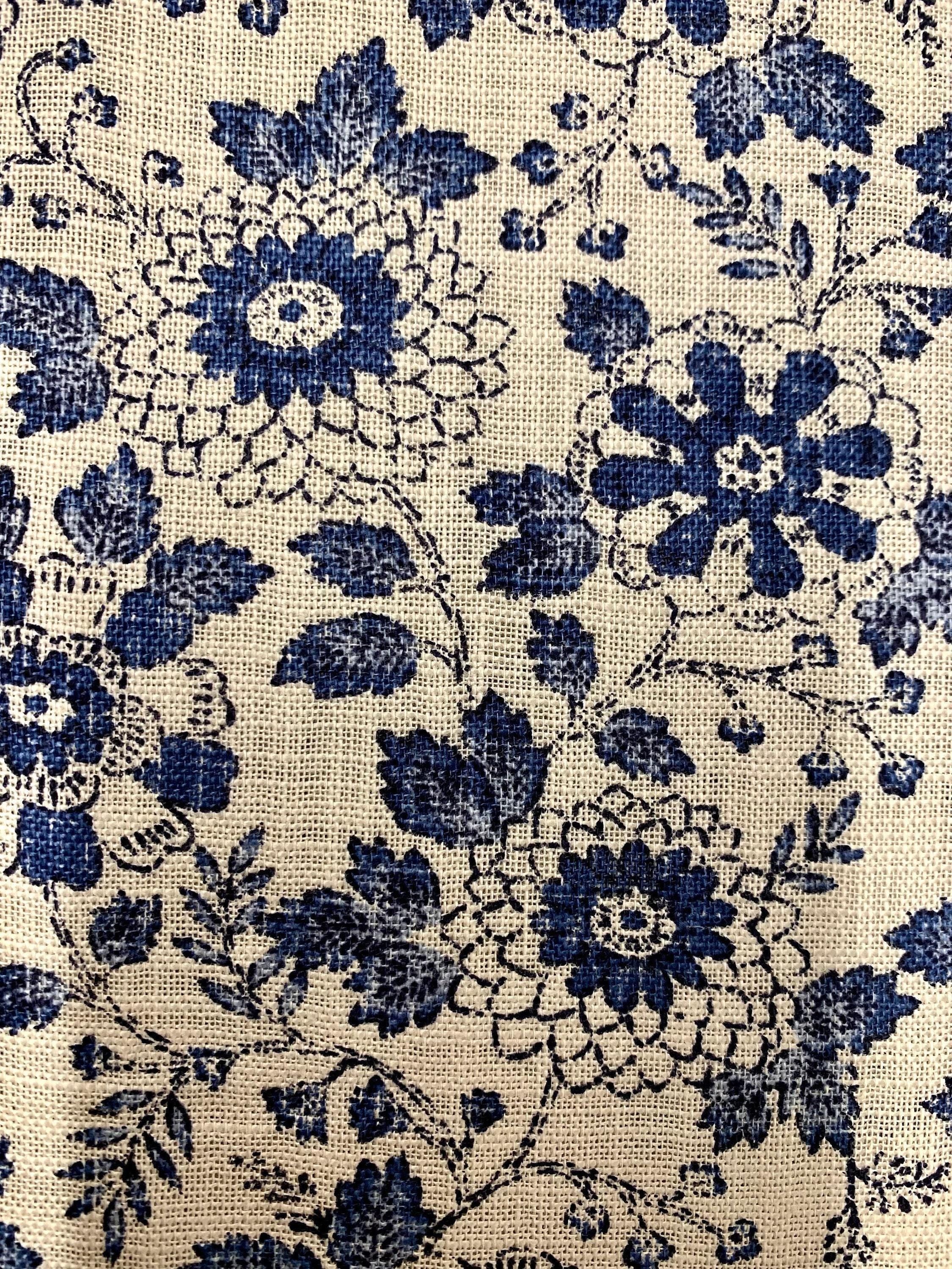 Sevenberry - Vintage Floral Cotton Fabric - Beige Blue